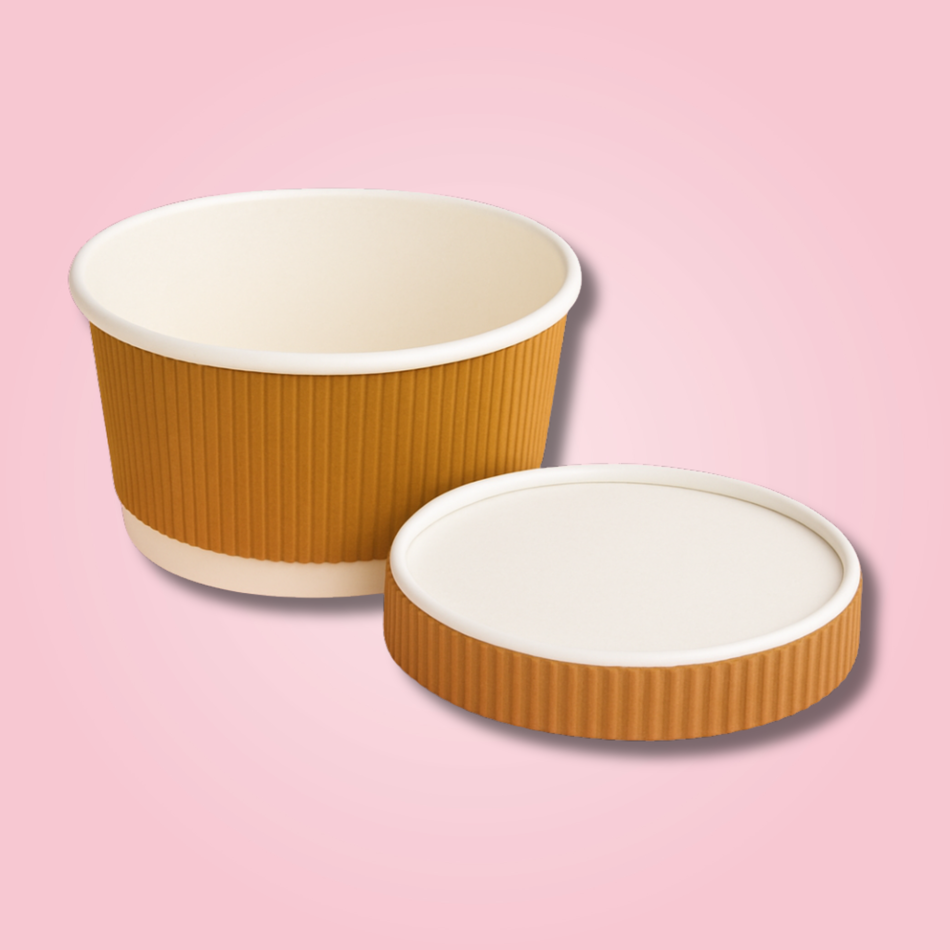 WHITE PAPER RIPPLED CONTAINER 1000ML WITH RIPPLED LID