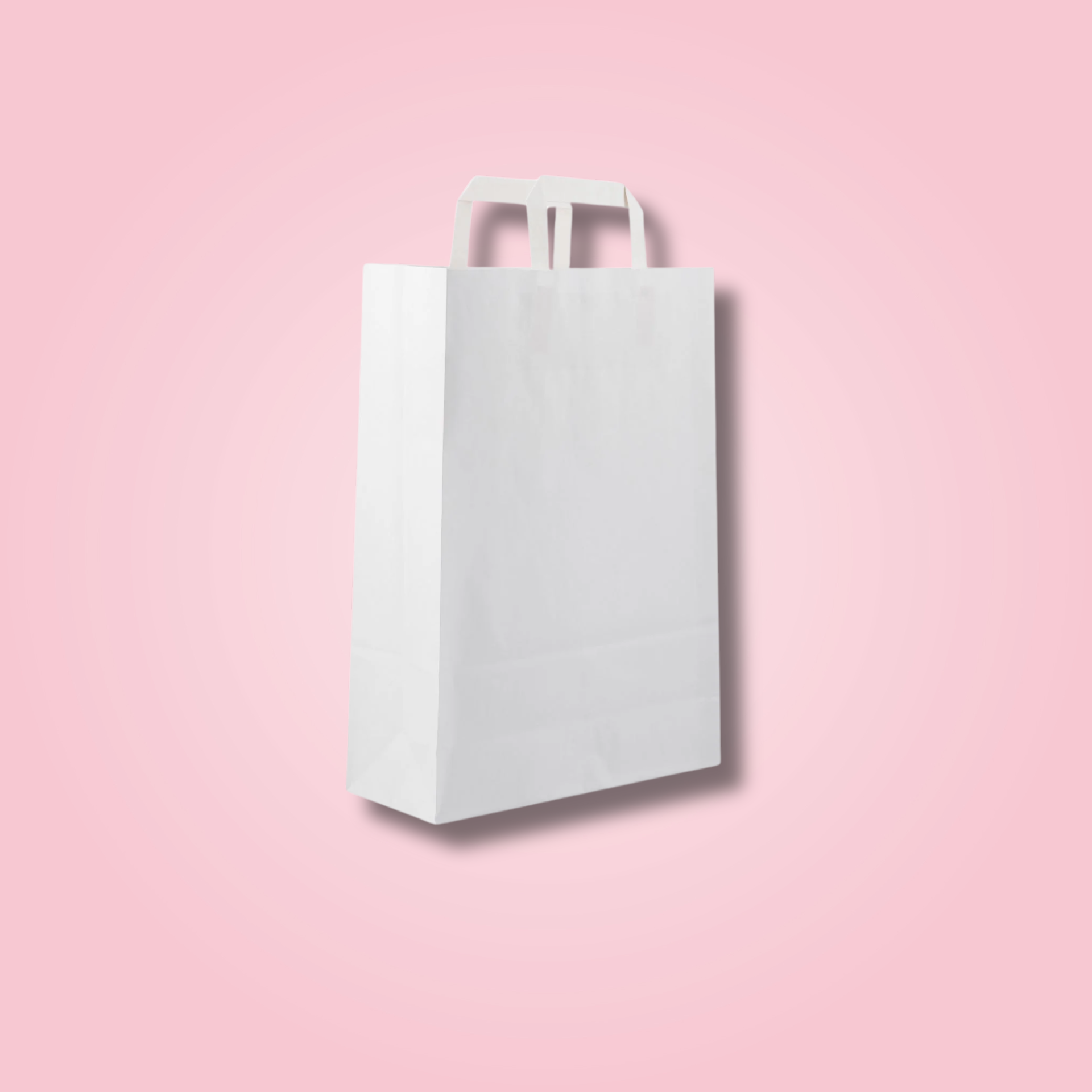 WHITE FLAT HANDLE BAG 24X15X21.5 CM