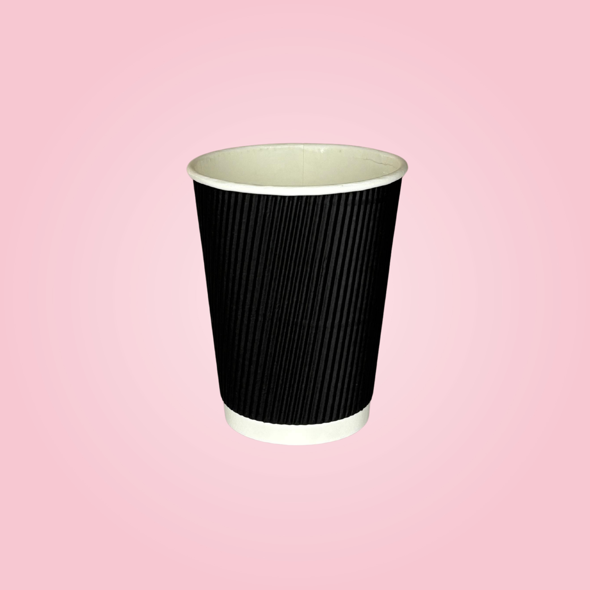 BLACK RIPPLED PAPER CUPS 180 ML