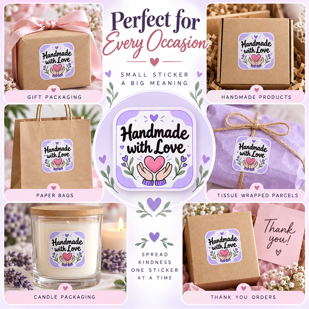 Handmade with Love sticker sheets, 35 per sheet