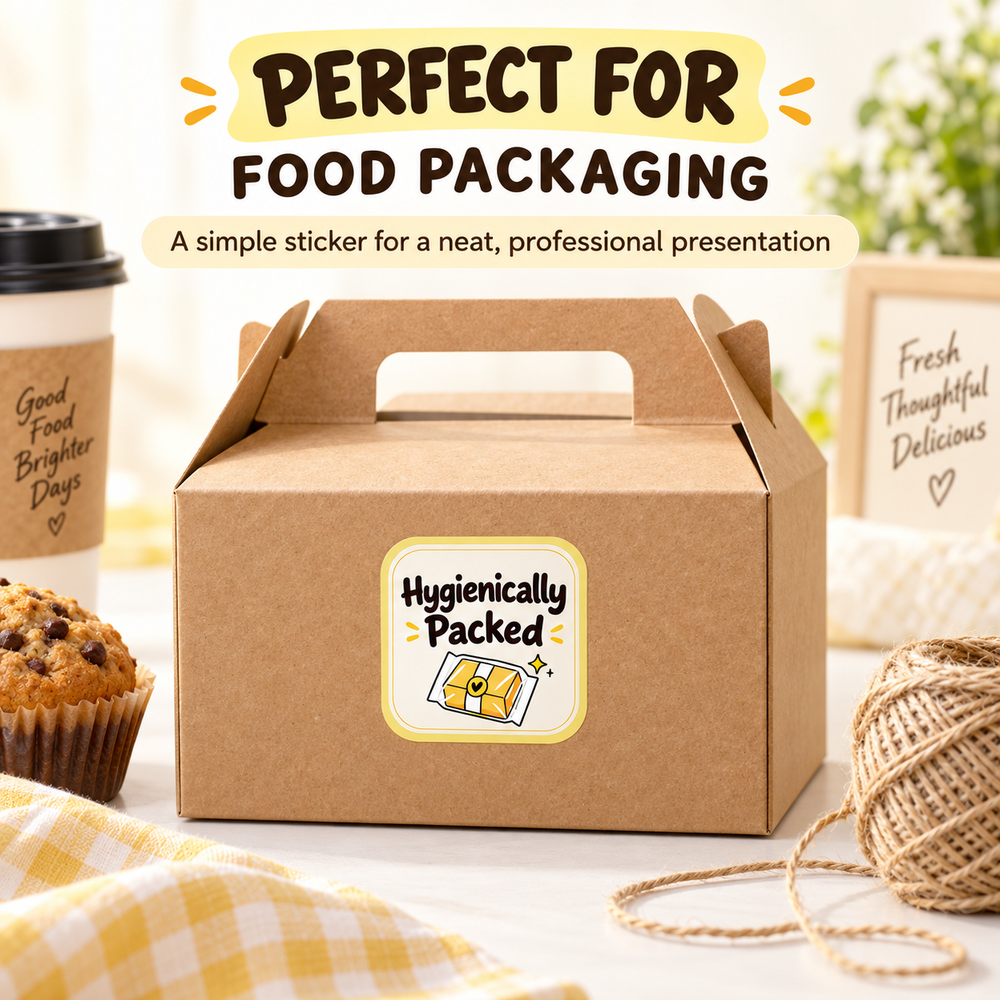 Hygienically Packed stickers on takeaway packs