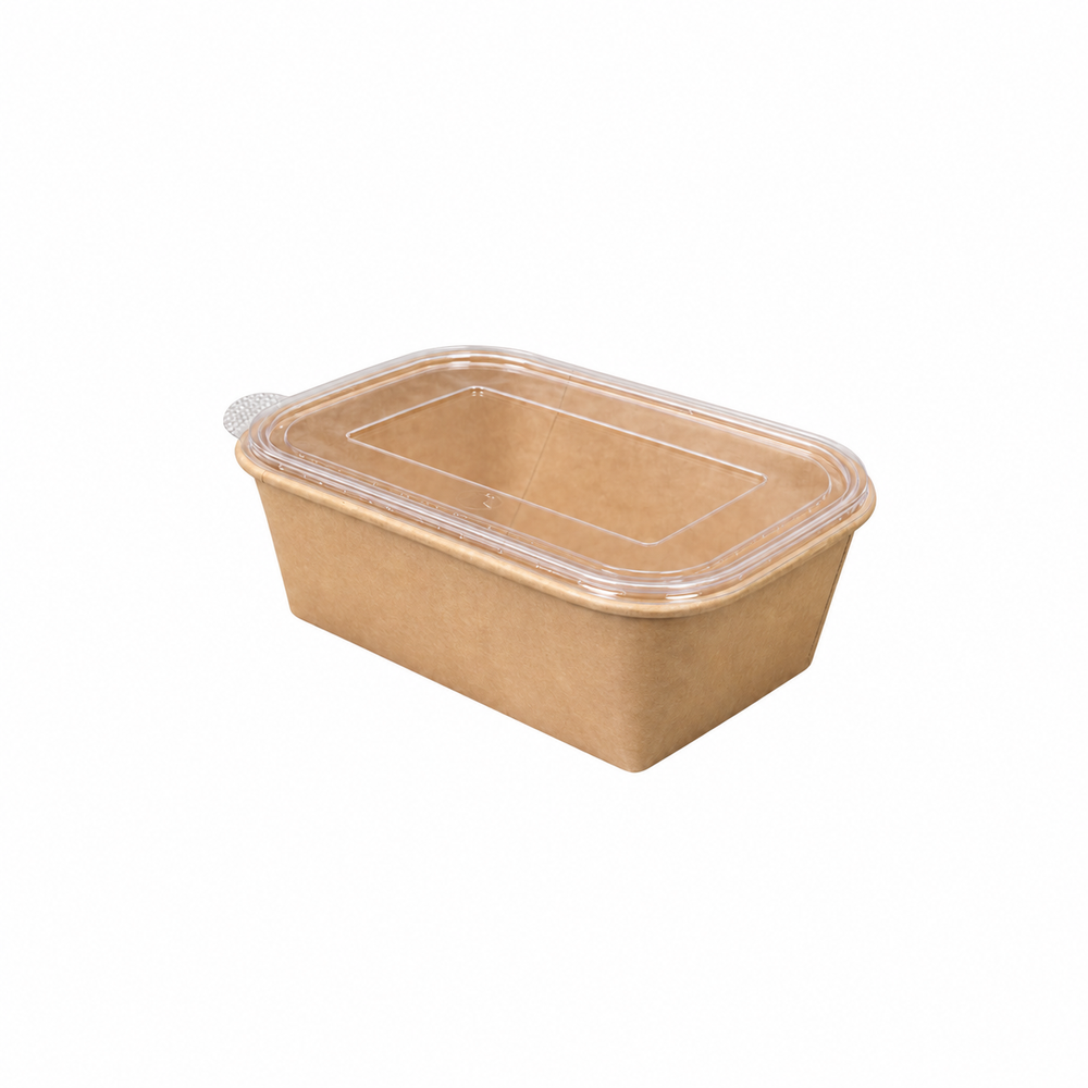 Kraft Rectangle Container 650 ml with Lid - Packpe (1 of 3)