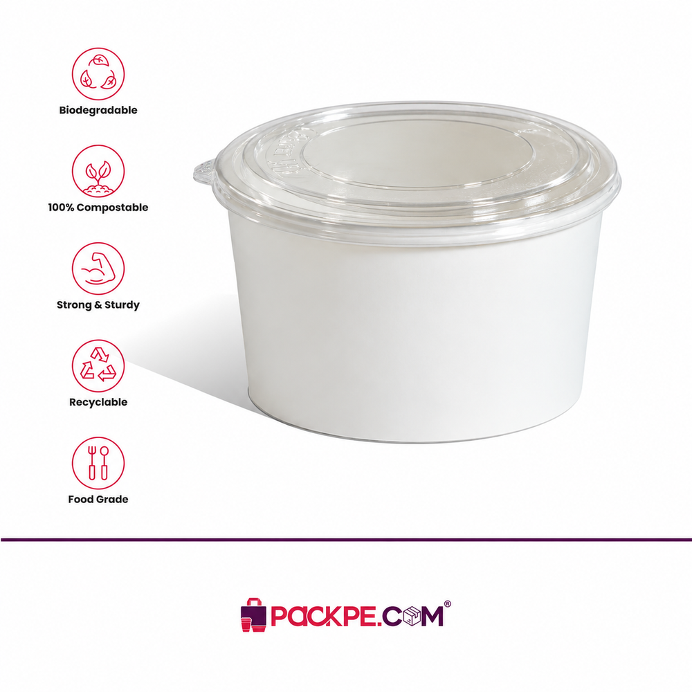 White Salad Container 1000 ml with Lid - Packpe (3 of 3)
