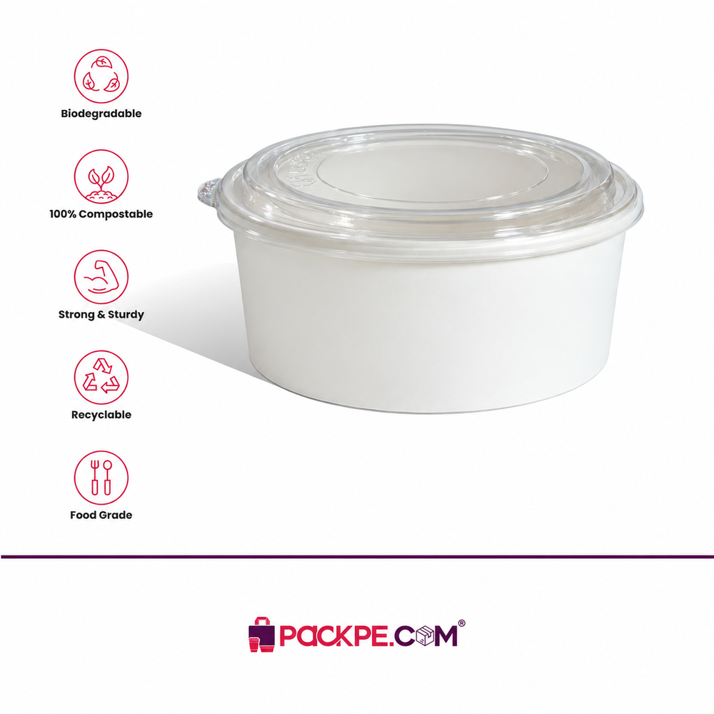 White Salad Container 750 ml with Lid - Packpe (3 of 3)