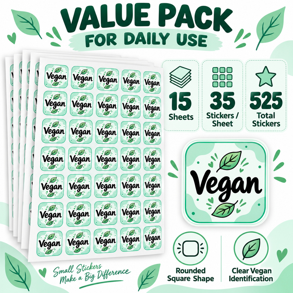 Vegan stickers on bakery boxes and takeaway packs