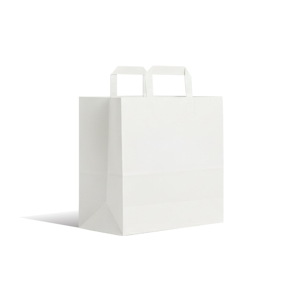 White Flat Handle Paper Bag 29x15x29.5 cm, Pack of 250