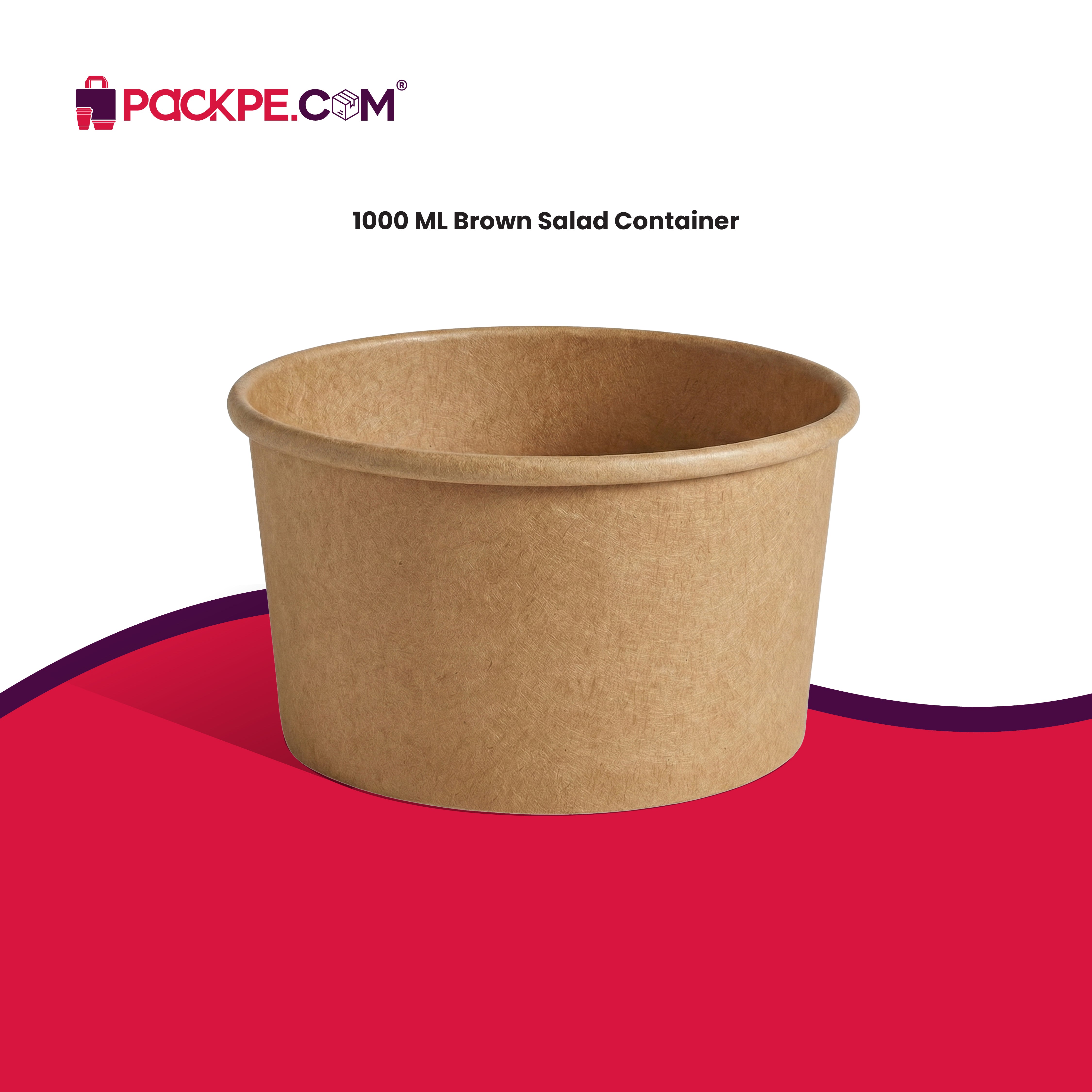 Kraft Round Kraft Salad Container 1000 ml | Pack of 500 | Eco-Friendly, Sturdy | Ideal for Food Storage & Takeaway