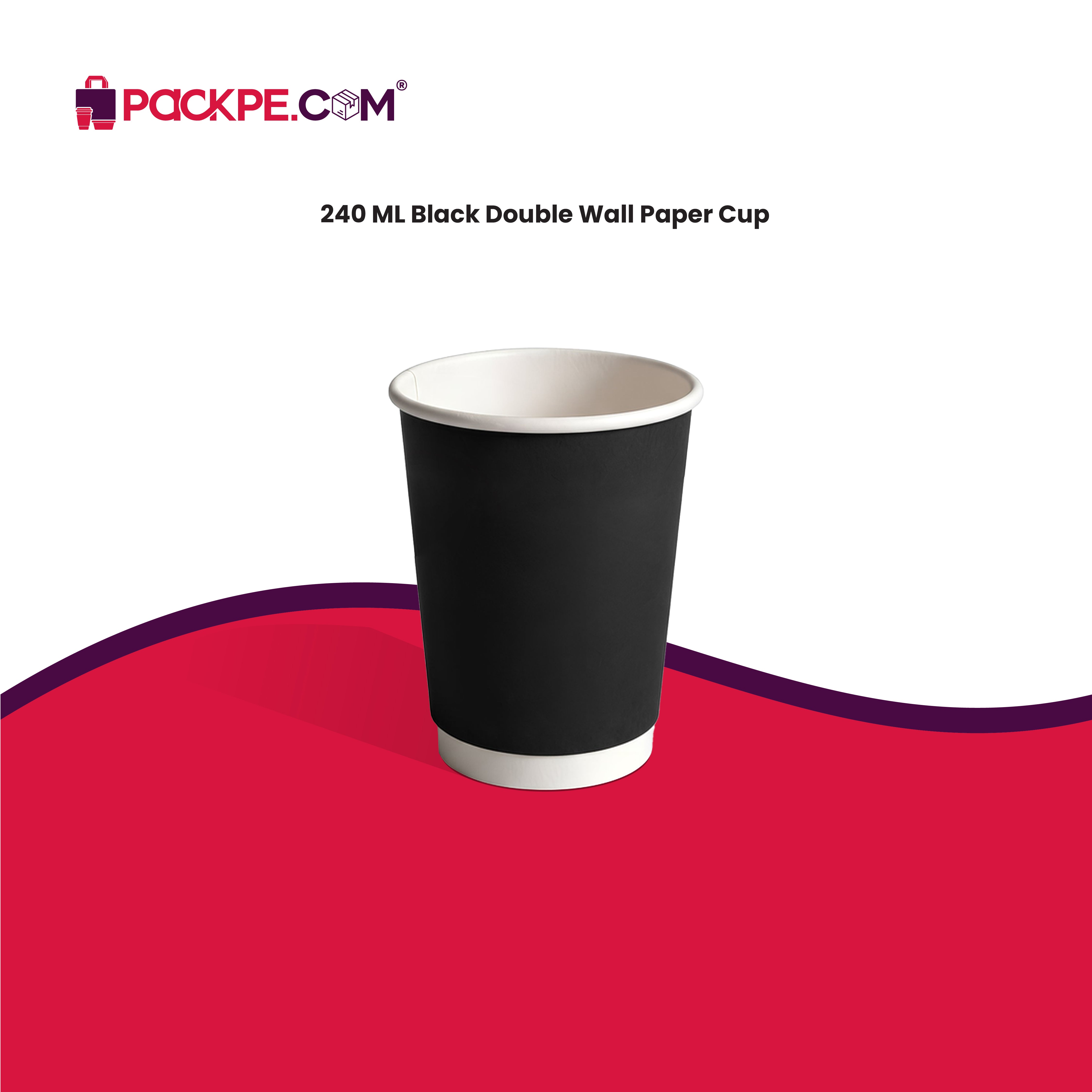 Nippon Black Double Wall Paper Cups 240 ml – Pack of 1000