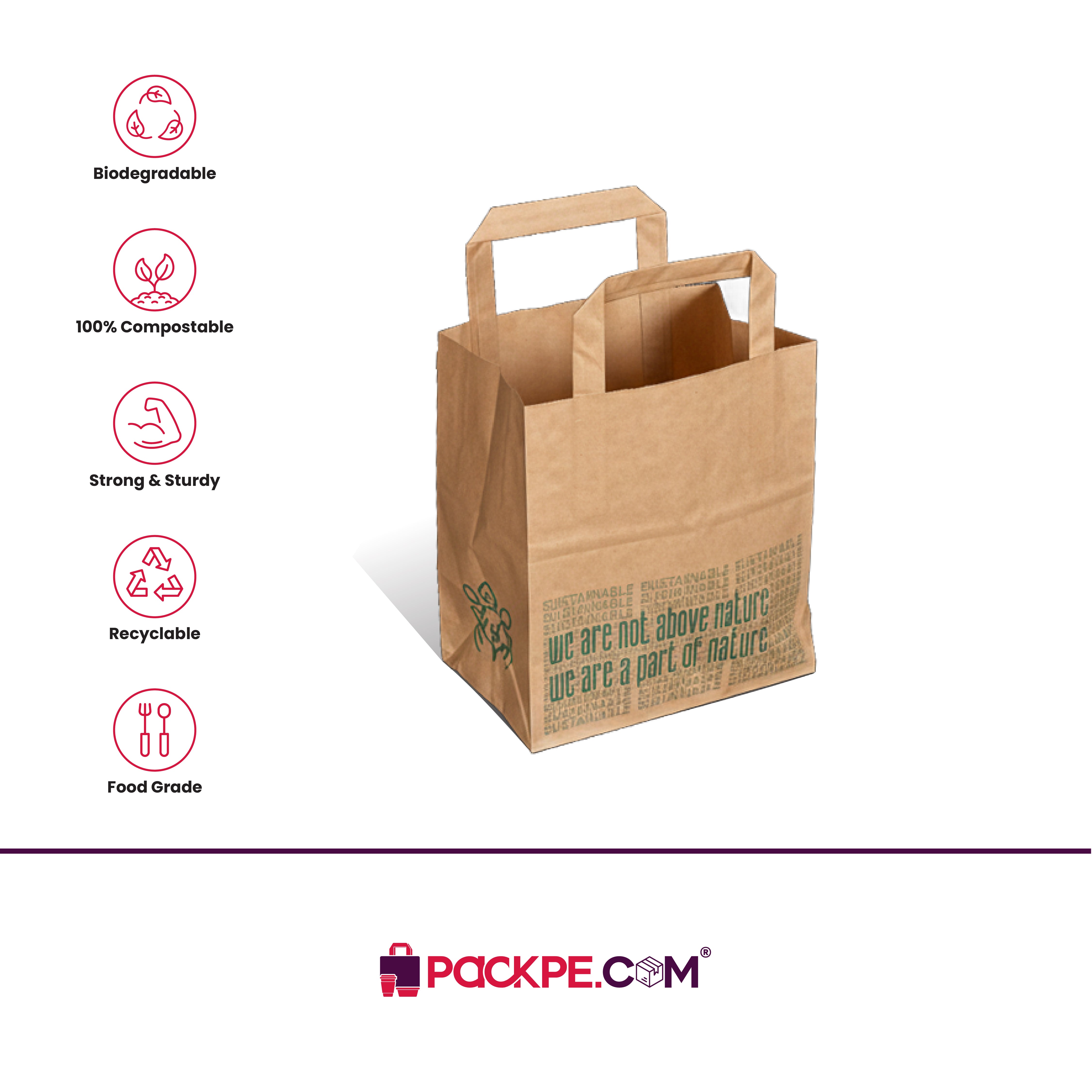 Hotpack Nature Small Brown Paper Bag 18x12x20 cm – Pack of 500