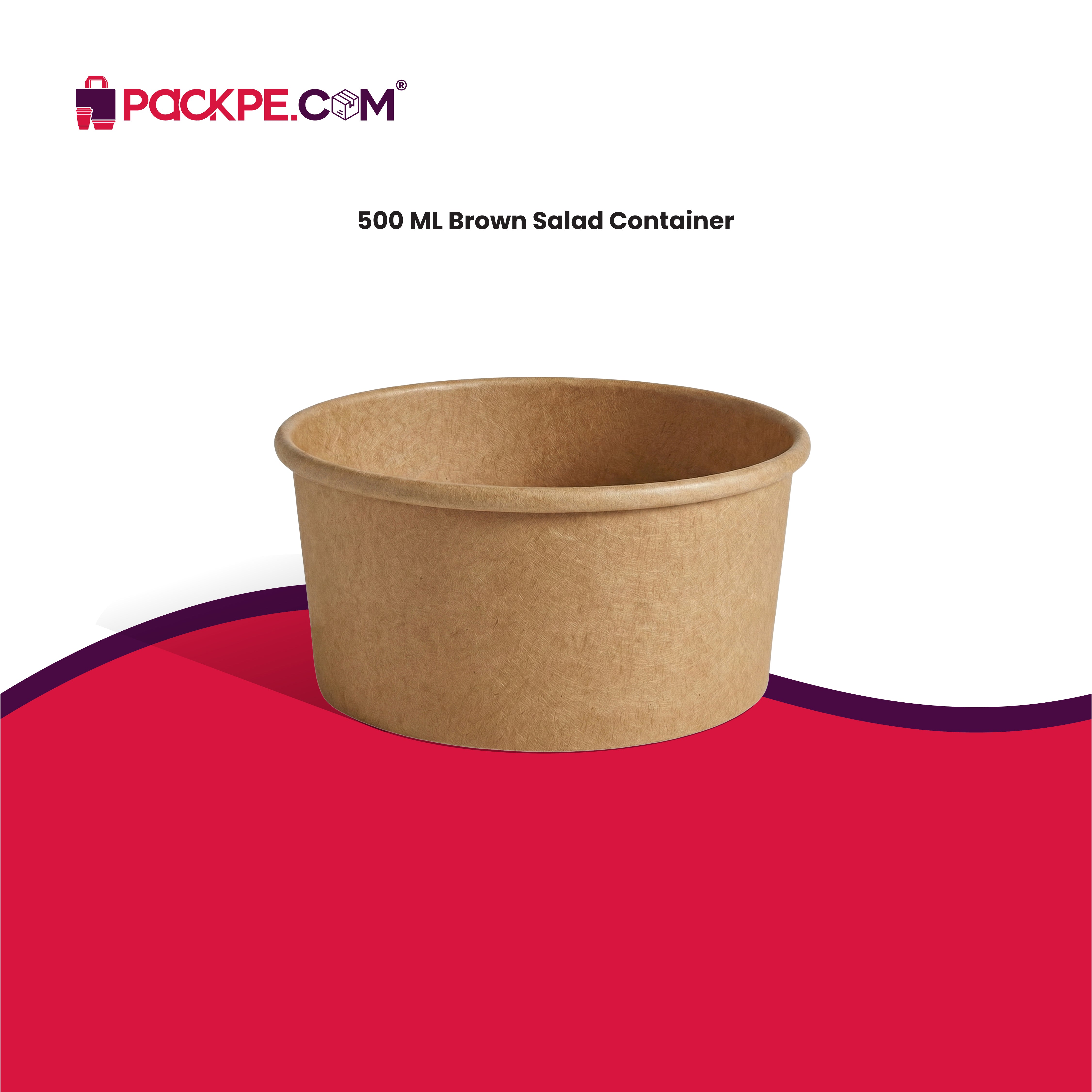 Brown Kraft Round Salad Container 500 ml | Pack of 500 | Eco-Friendly, Sturdy | Ideal for Food Storage & Takeaway