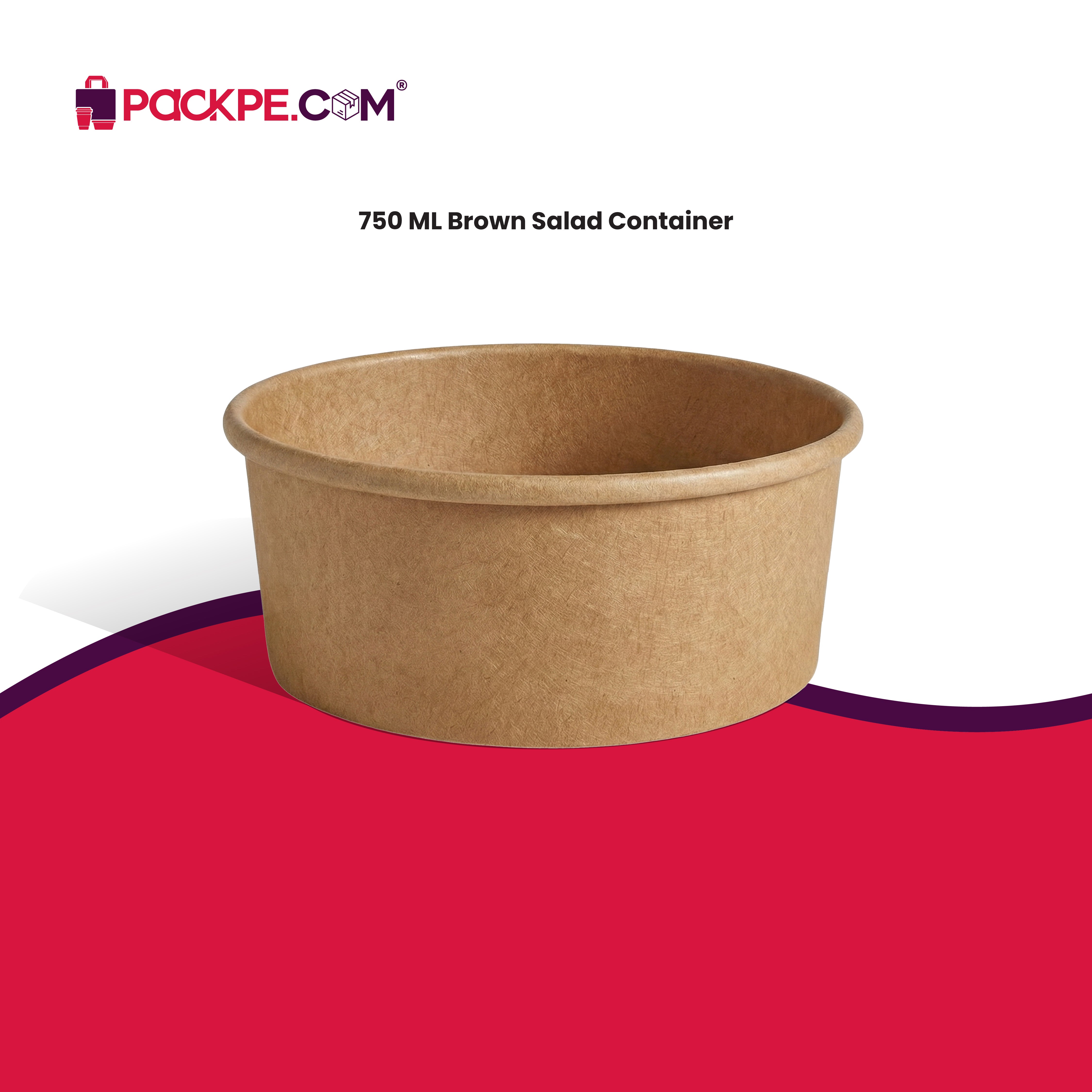 Brown Kraft Round Salad Container 750 ml | Pack of 500 | Eco-Friendly, Sturdy | Ideal for Food Storage & Takeaway