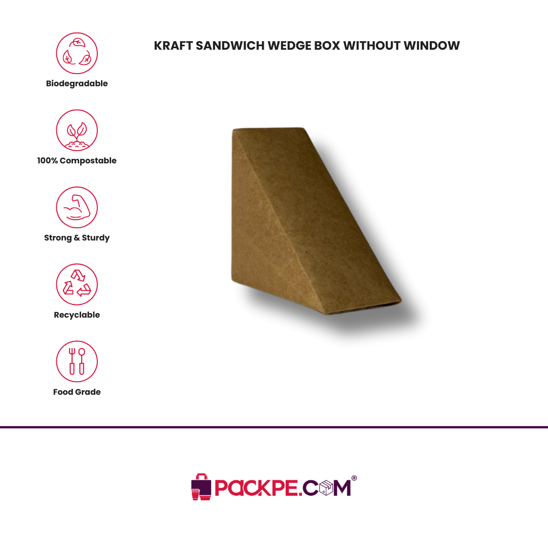 Arrowpack Kraft Sandwich Wedge Box Without Window – Pack of 4000