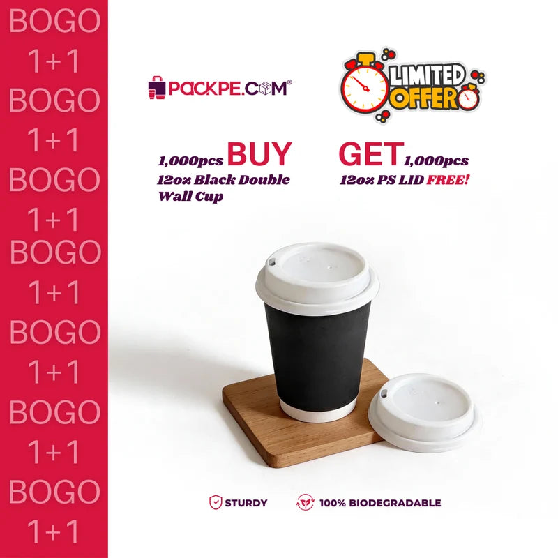 Black Double Wall Paper Cups 240 ml – Leakproof & Heat-Resistant