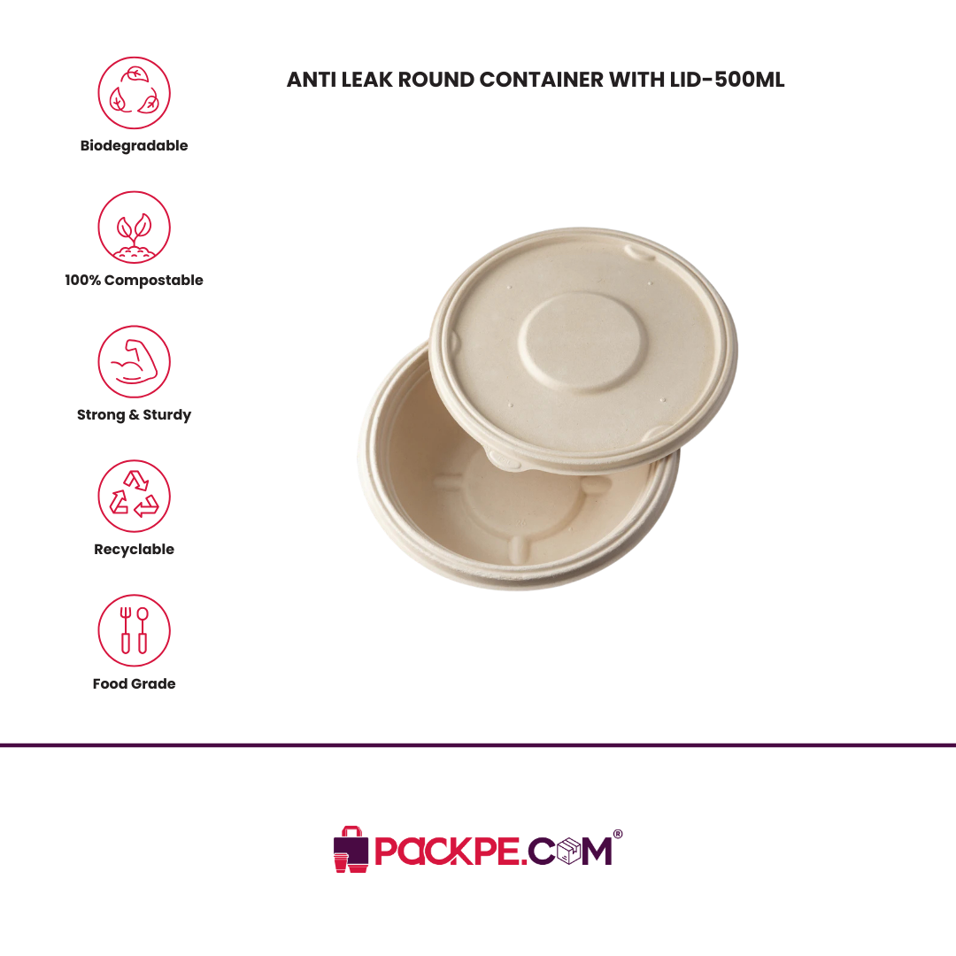 Arrowpack Anti Leak Round Container With Lid 500 ml – Pack of 600