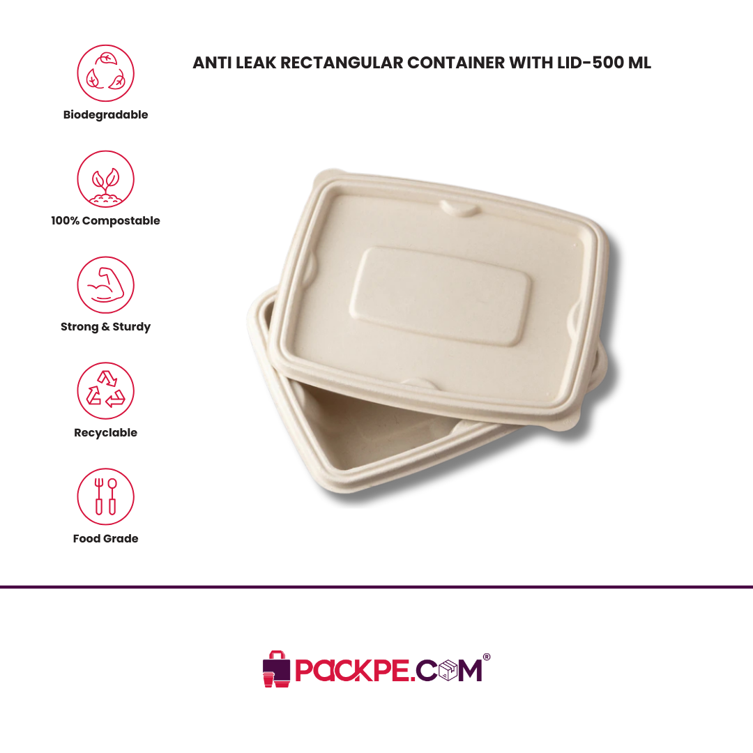 Arrowpack Anti Leak Rectangular Container With Lid 500 ml – Pack of 600 - Packpe.Com