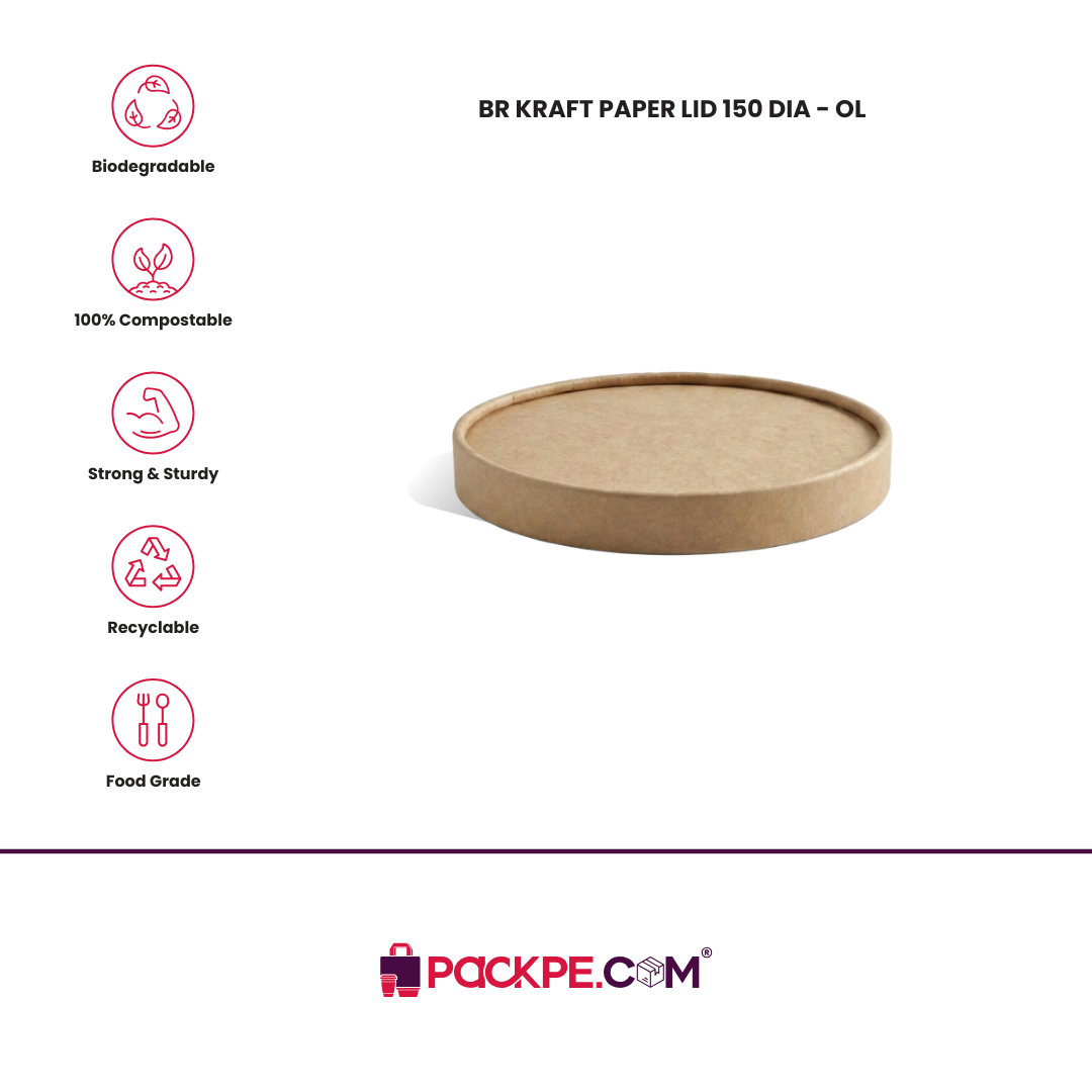 Arrowpack BR Kraft Paper Lid 150 Dia – Pack of 1600 - Packpe.Com