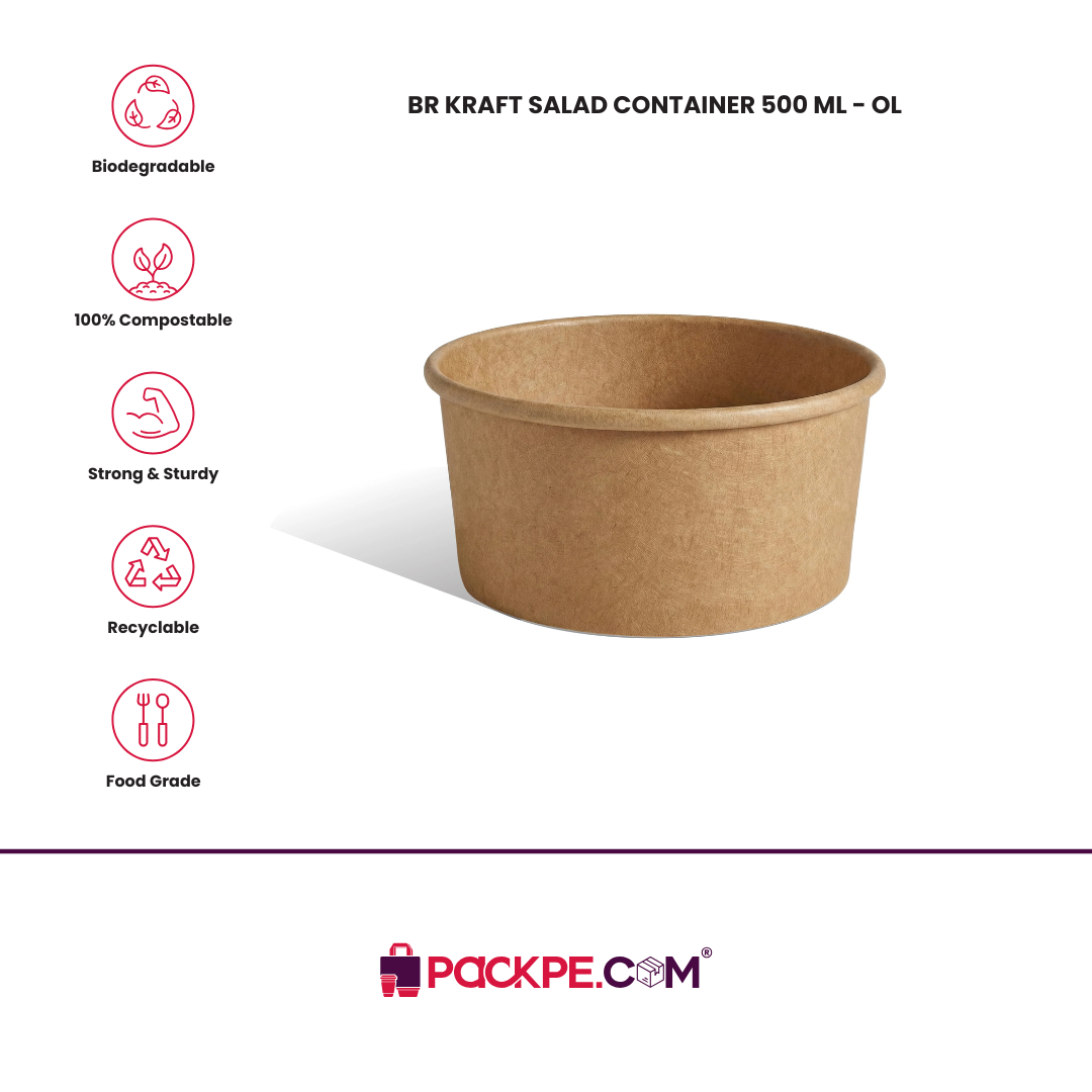 Arrowpack BR Kraft Salad Container 500 ml – Pack of 800 - Packpe.Com