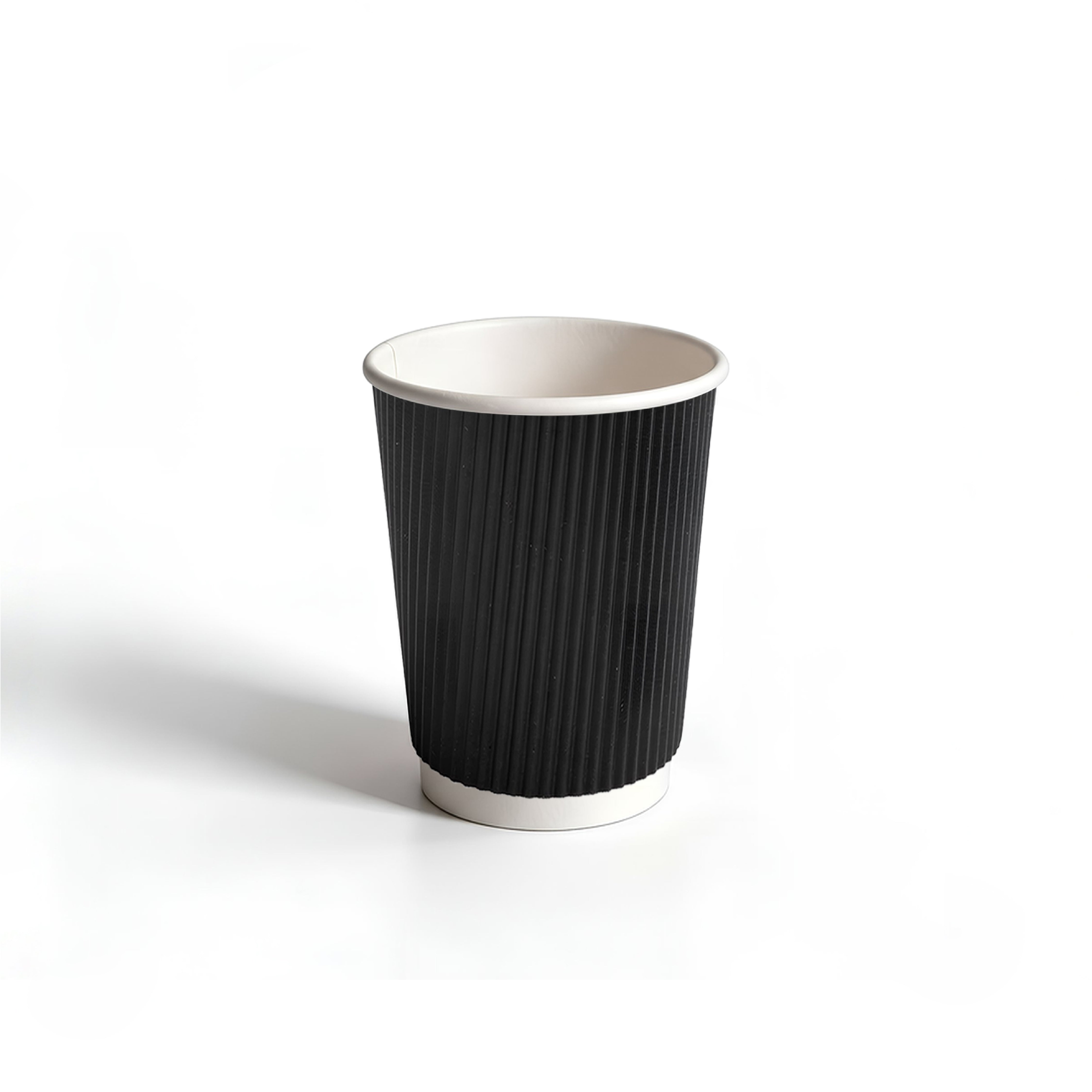 Arrowpack Black Rippled Paper Cups 210 ml – Pack of 1000 - Packpe.Com