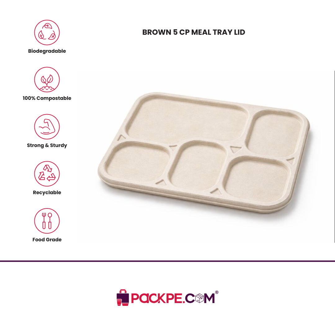 Arrowpack Brown 5 CP Meal Tray Lid – Pack of 500 - Packpe.Com