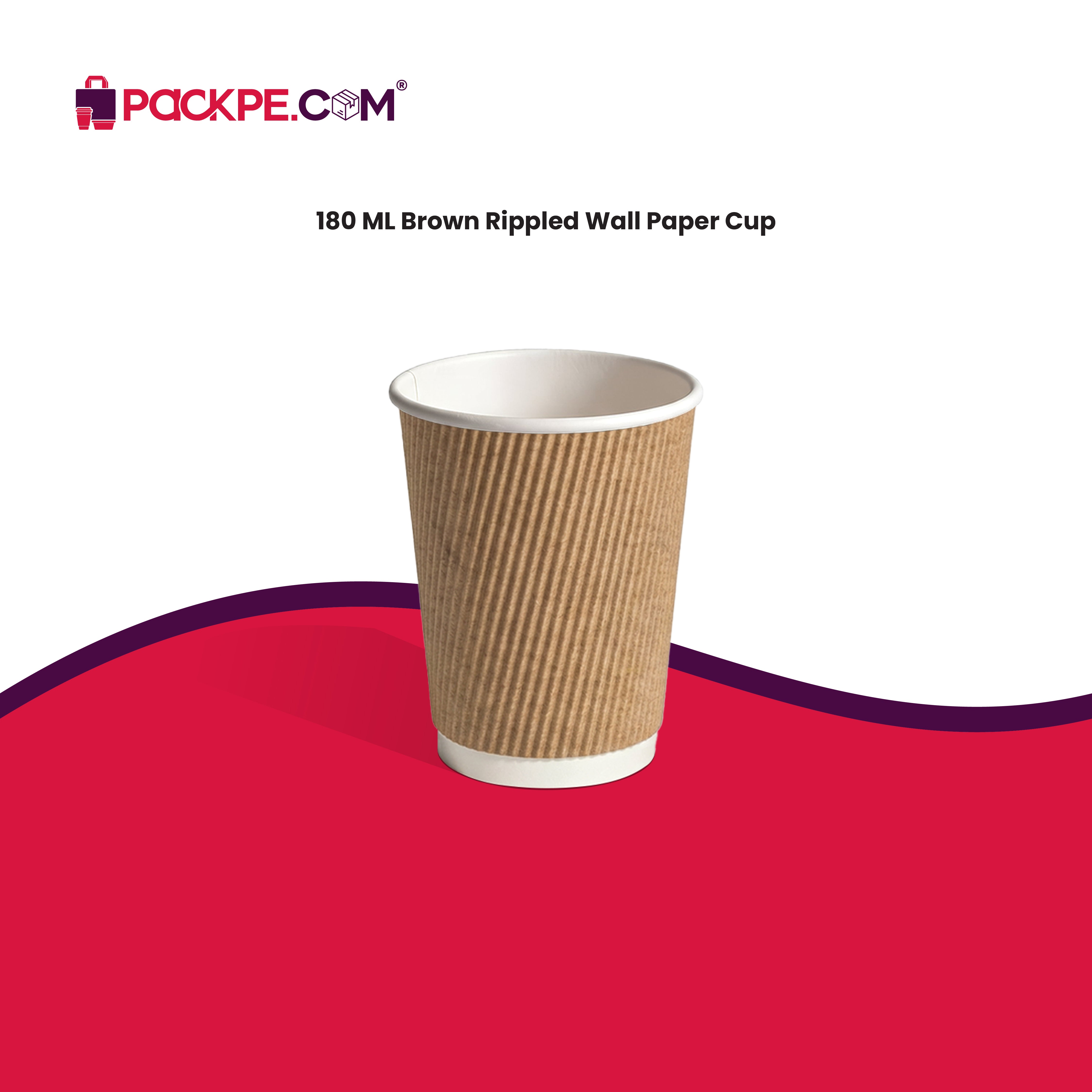 Arrowpack Brown Rippled Paper Cups 180 ml – Pack of 1000 - Packpe.Com