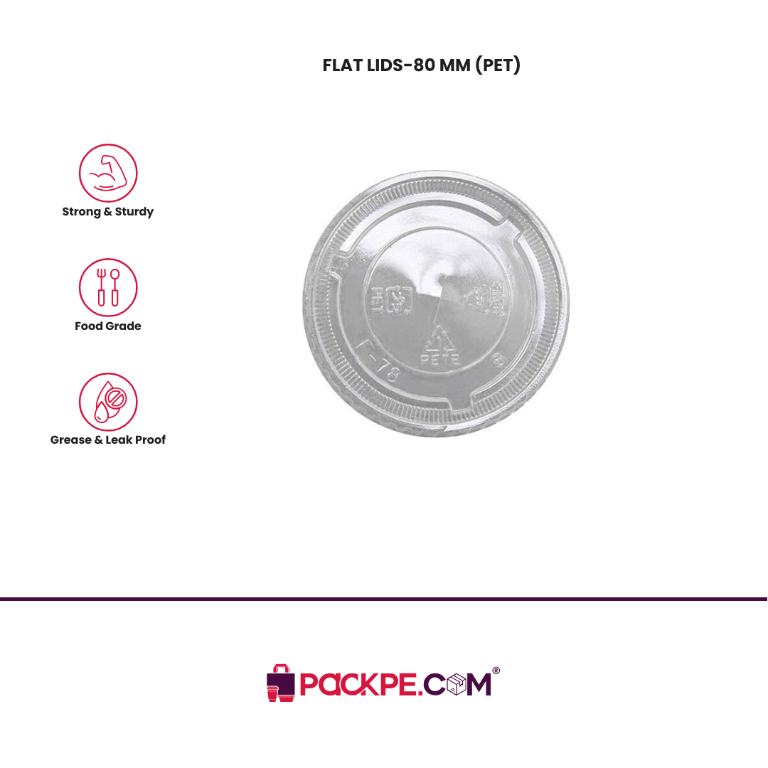 Arrowpack Flat Lid 80 mm (PET) – Pack of 10000 - Packpe.Com