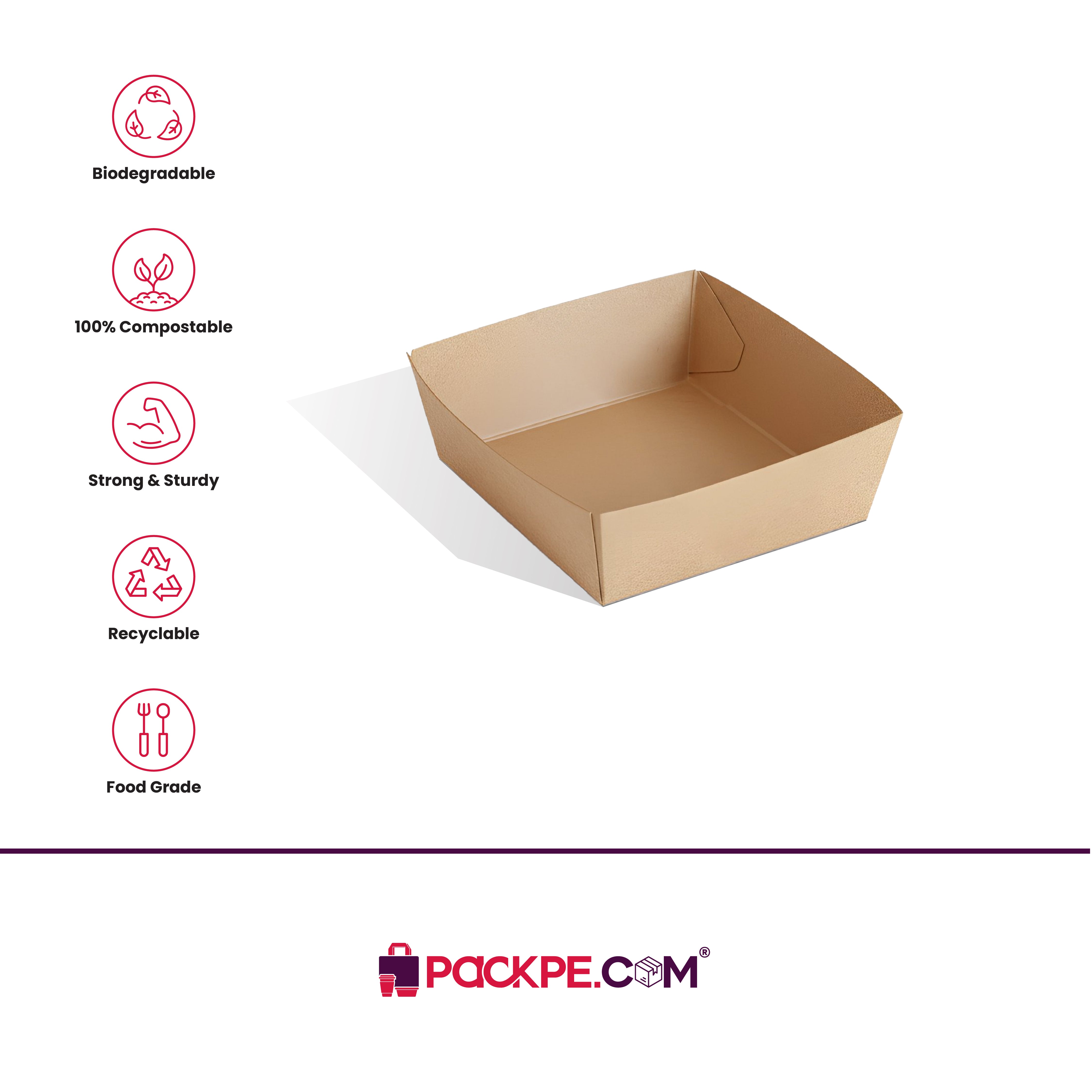Arrowpack Kraft Brown Boat Tray 4 Inch – Pack of 1200 - Packpe.Com