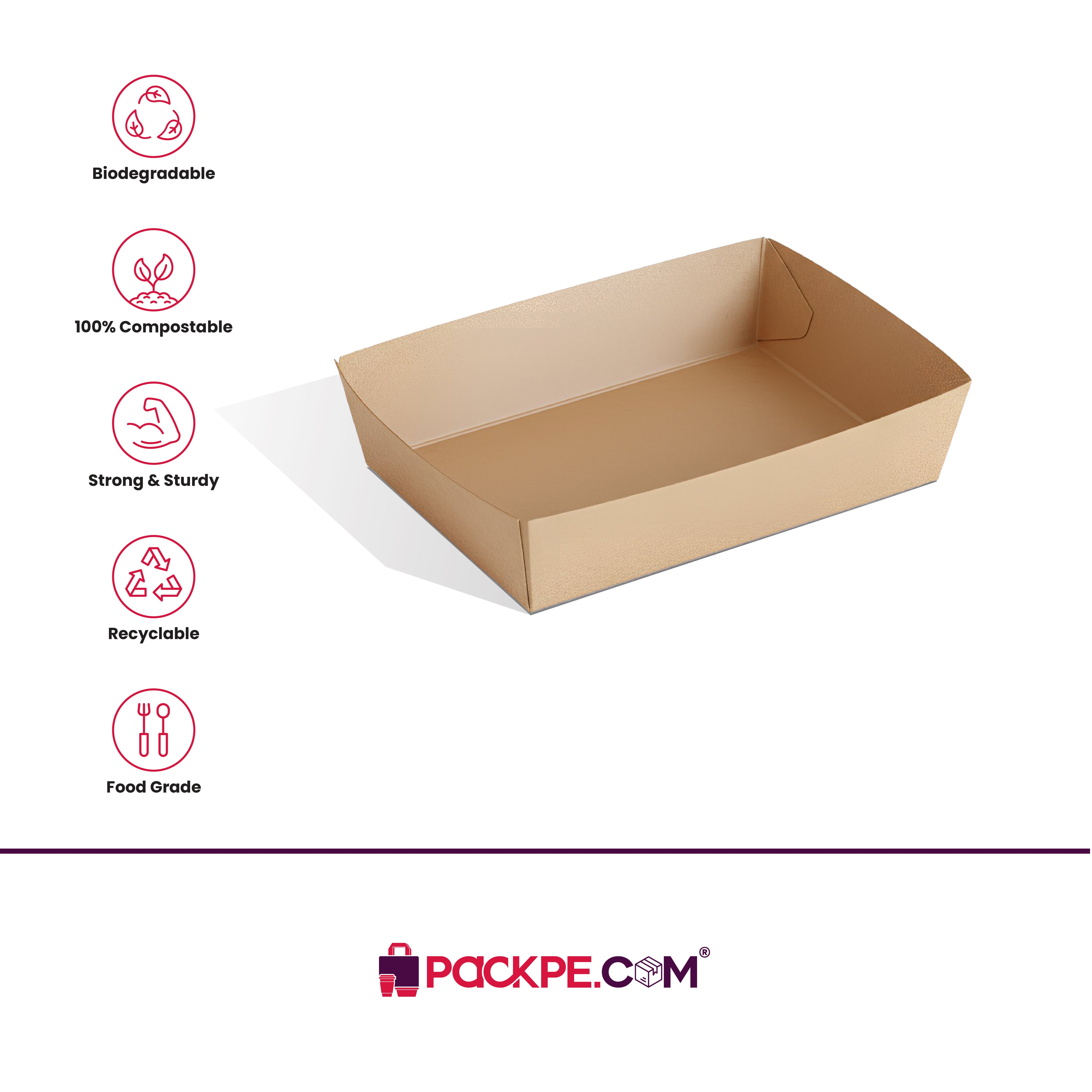 Arrowpack Kraft Brown Boat Tray 6 Inch – Pack of 4000 - Packpe.Com