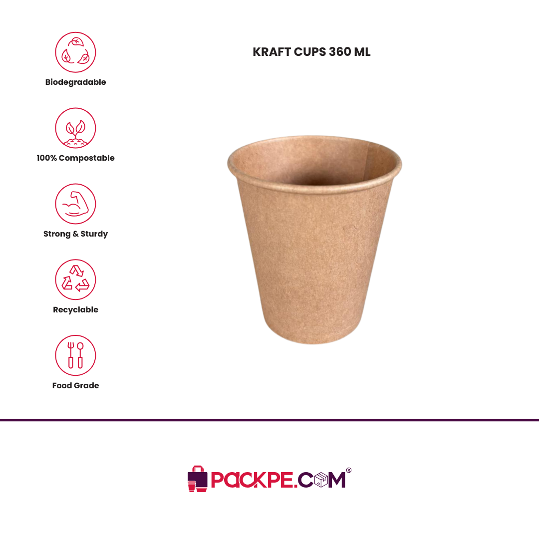 Arrowpack Kraft Cups 360 ml – Pack of 1000 - Packpe.Com