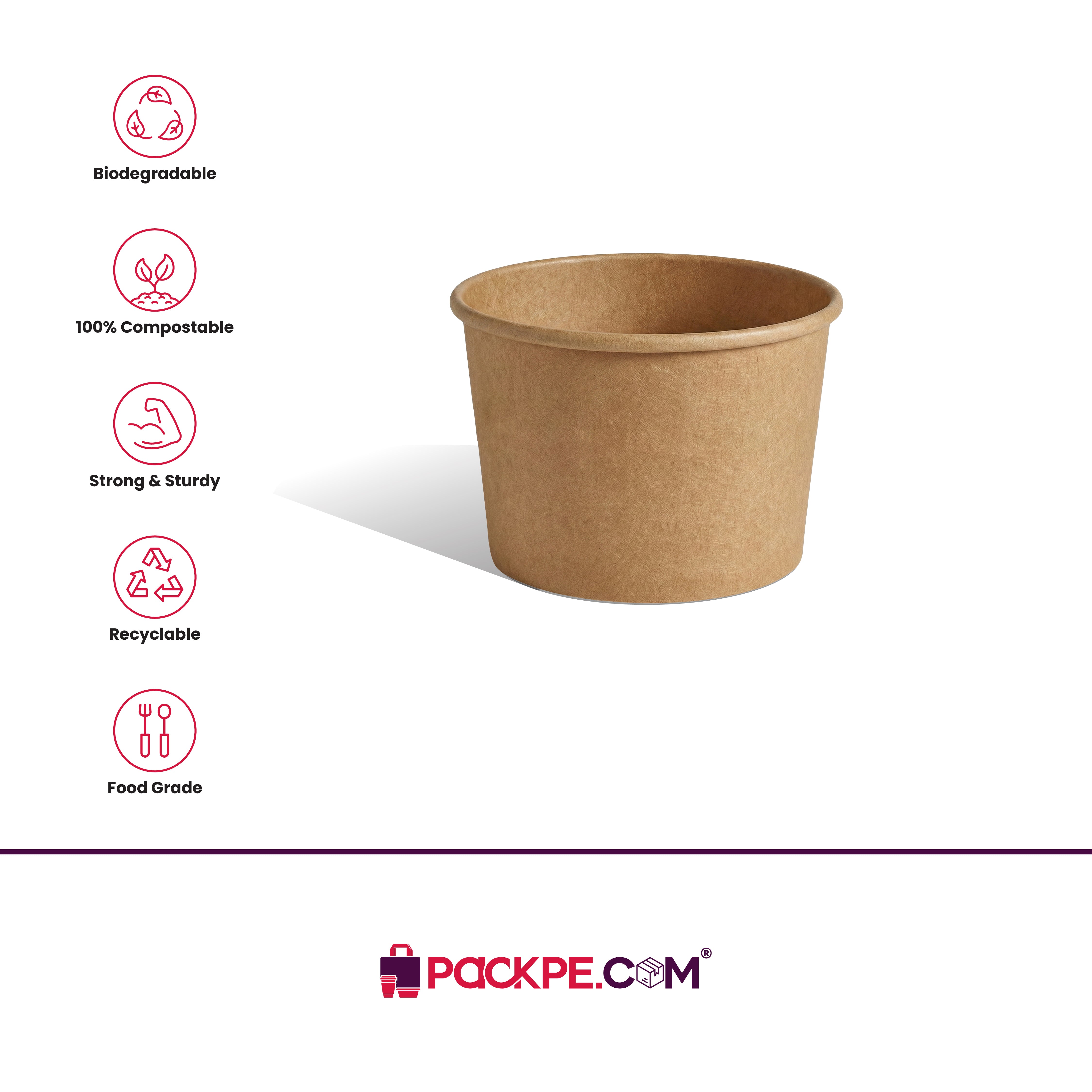 Arrowpack Kraft Paper Container 100 ml – Pack of 3000 - Packpe.Com