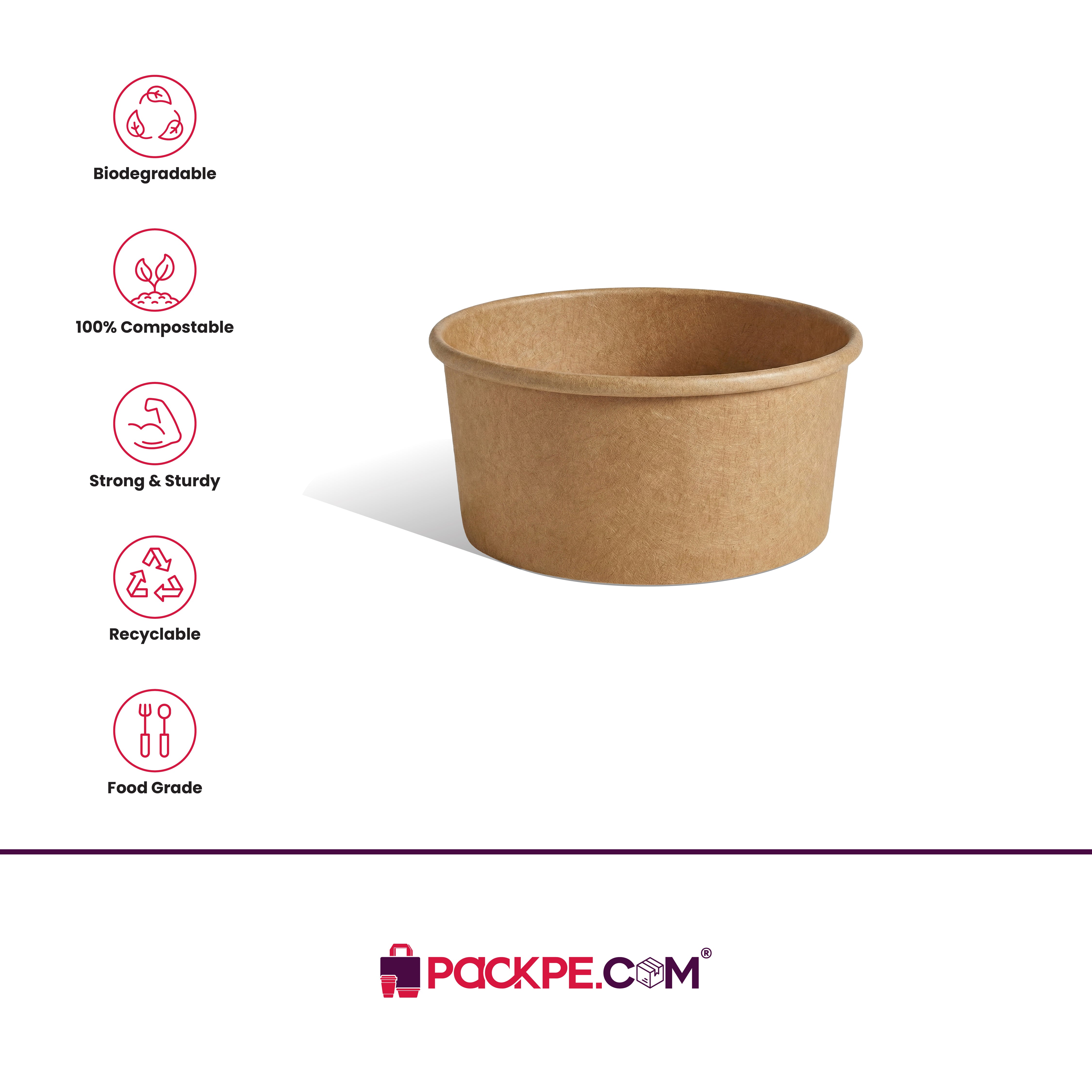 Arrowpack Kraft Paper Container 200 ml – Pack of 1000 - Packpe.Com