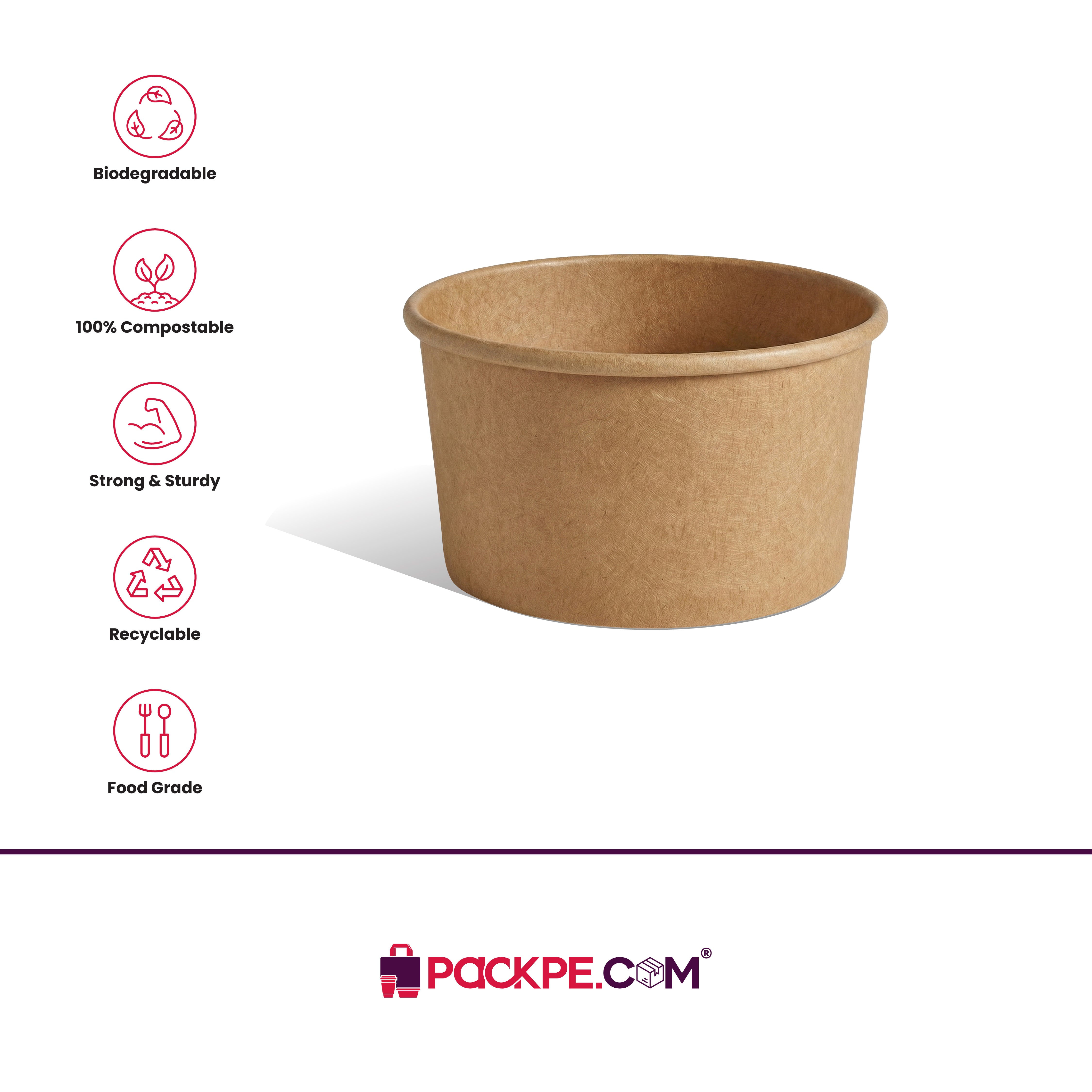 Arrowpack Kraft Paper Container 250 ml – Pack of 1000 - Packpe.Com