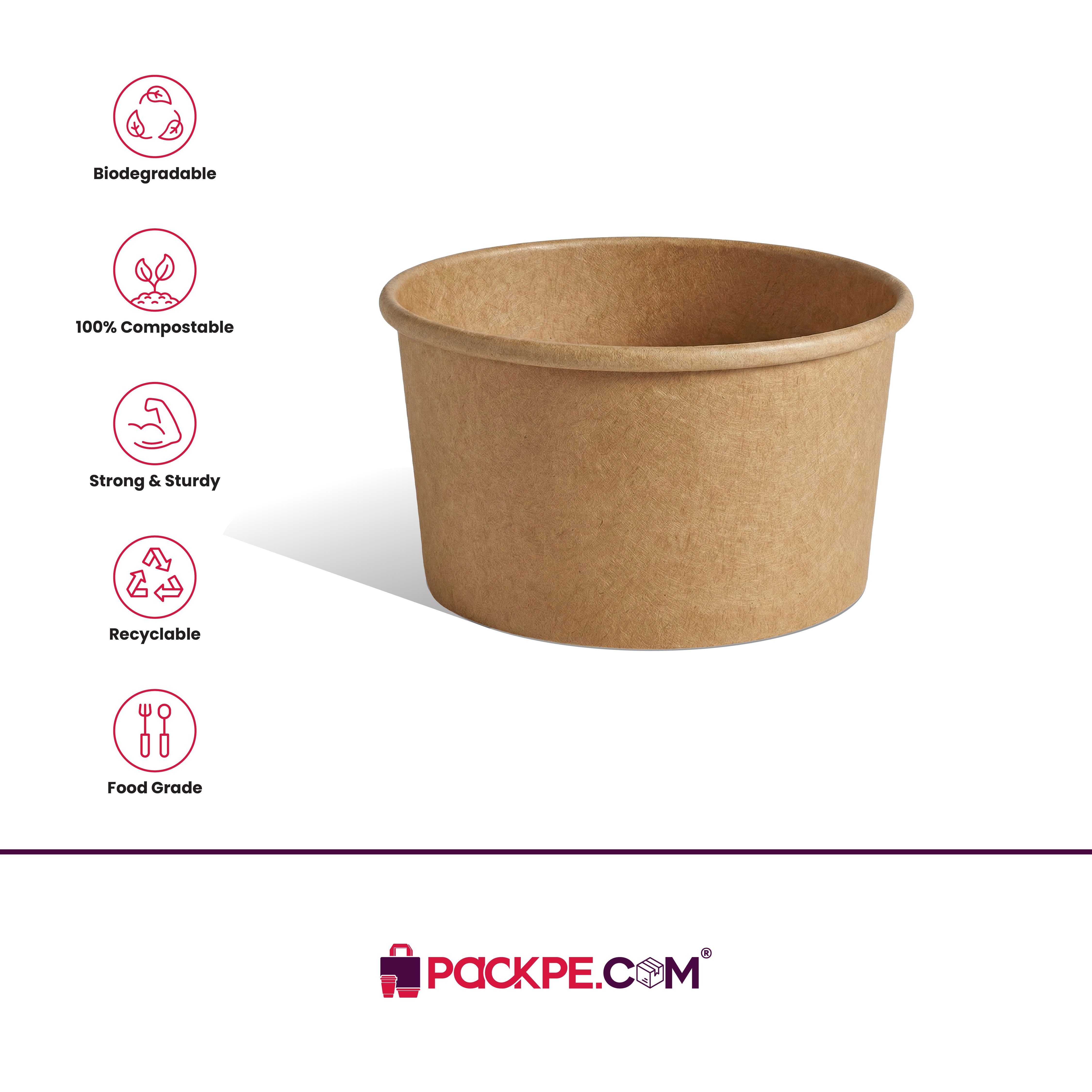 Arrowpack Kraft Paper Container 350 ml – Pack of 1000 - Packpe.Com