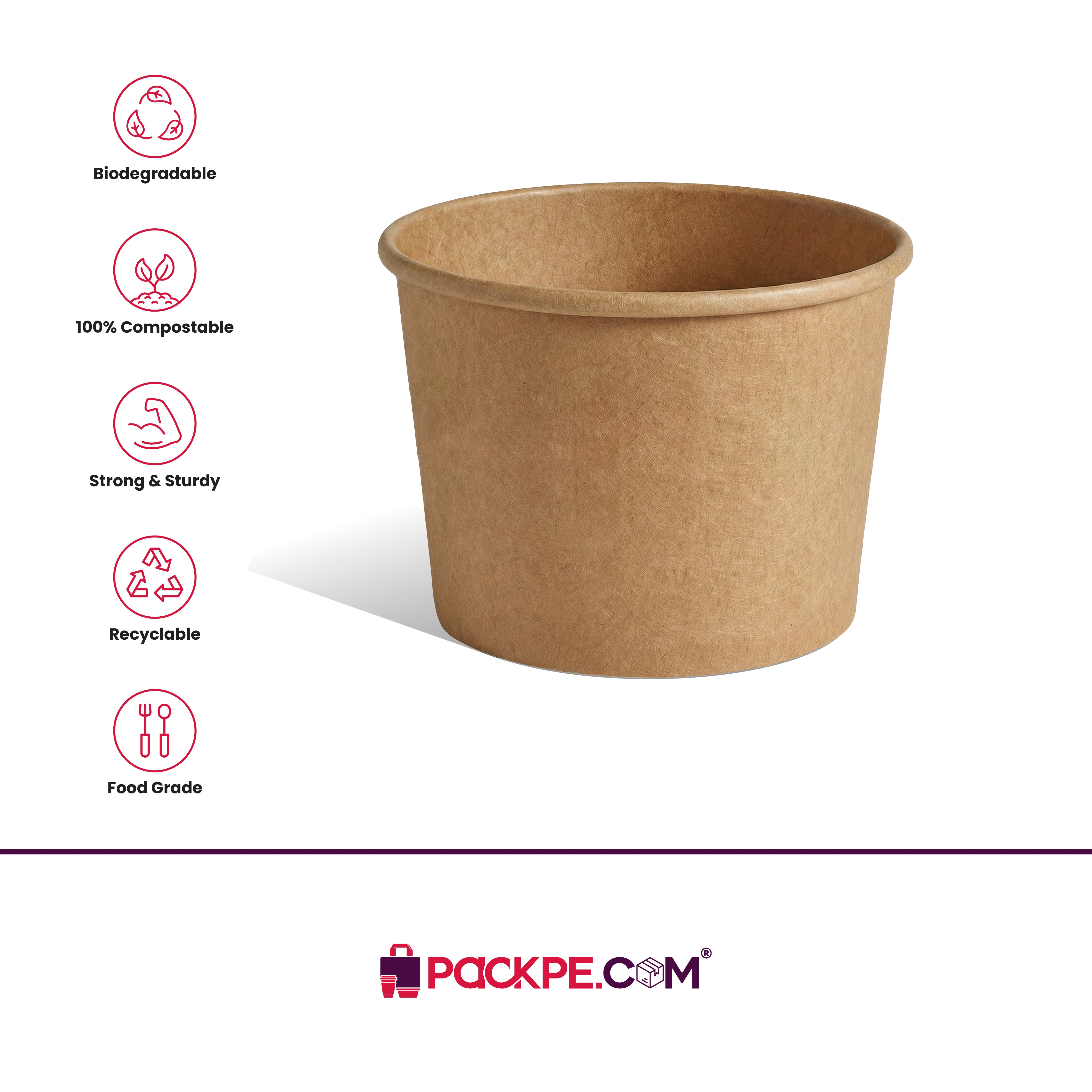 Arrowpack Kraft Paper Container 500 ml – Pack of 1000 - Packpe.Com
