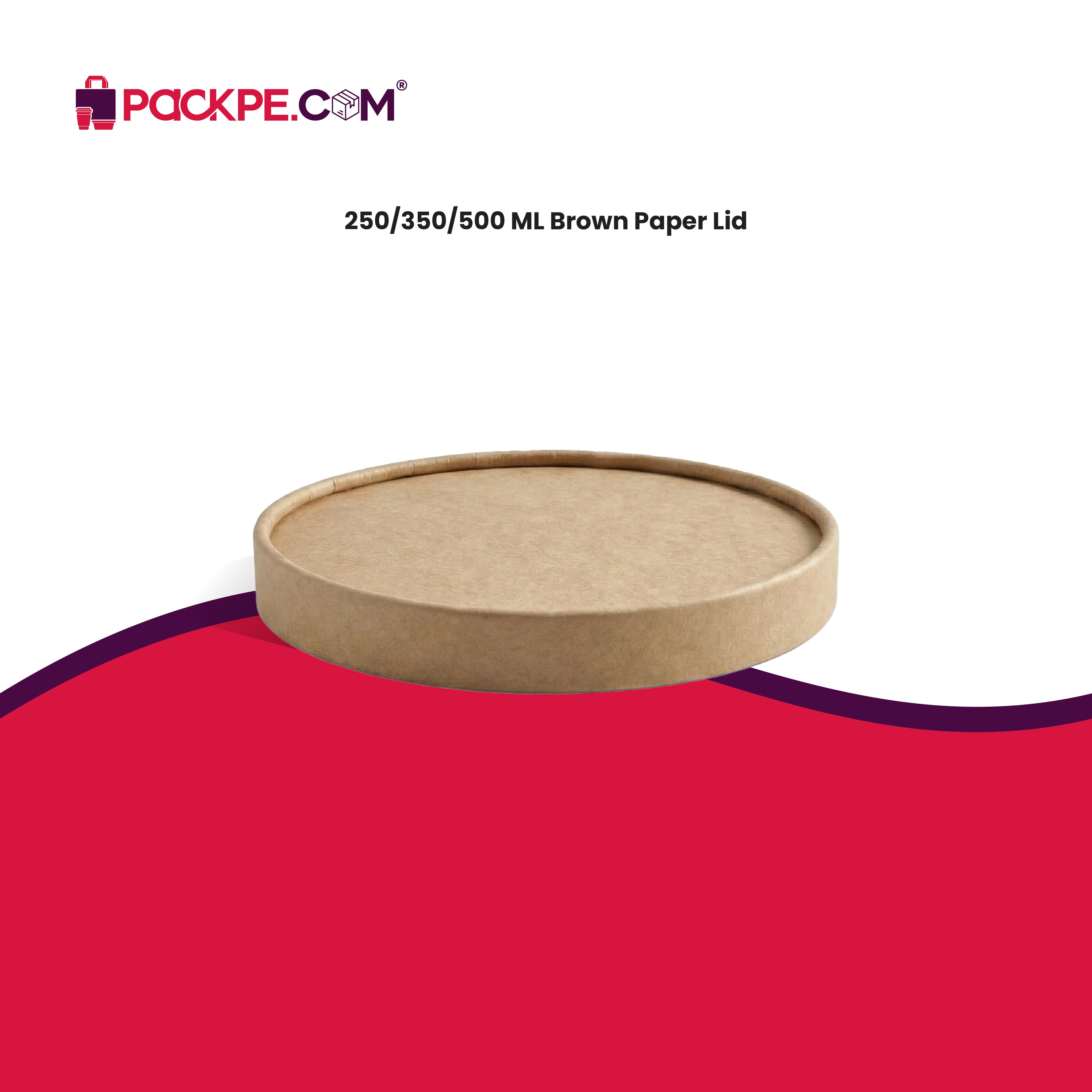 Kraft Paper Lid 250/350/500 ml - Pack of 1000 - Packpe.Com