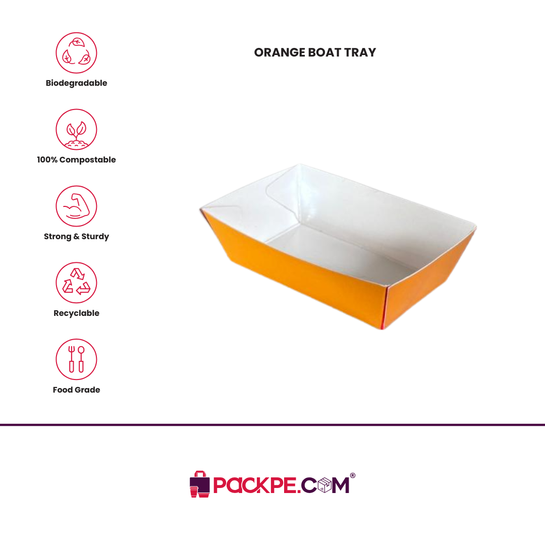 Arrowpack Orange Boat Tray – Pack of 5000 - Packpe.Com