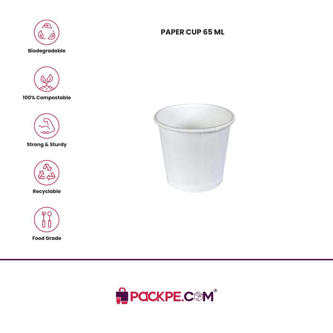 Paper Cup 65 ml - Pack of 5000 - Packpe.Com