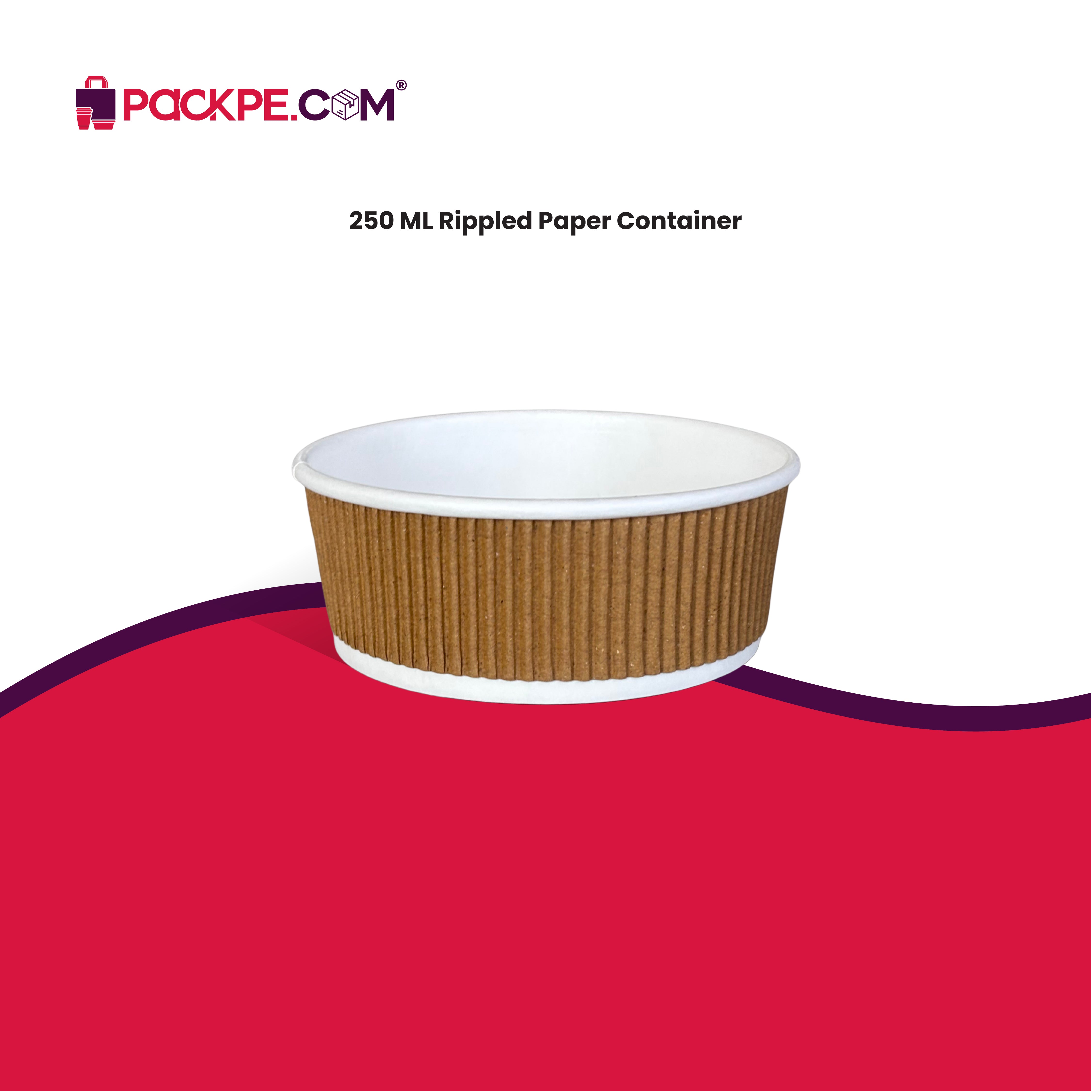 Arrowpack Paper Rippled Container 250 ml – Pack of 1000 - Packpe.Com