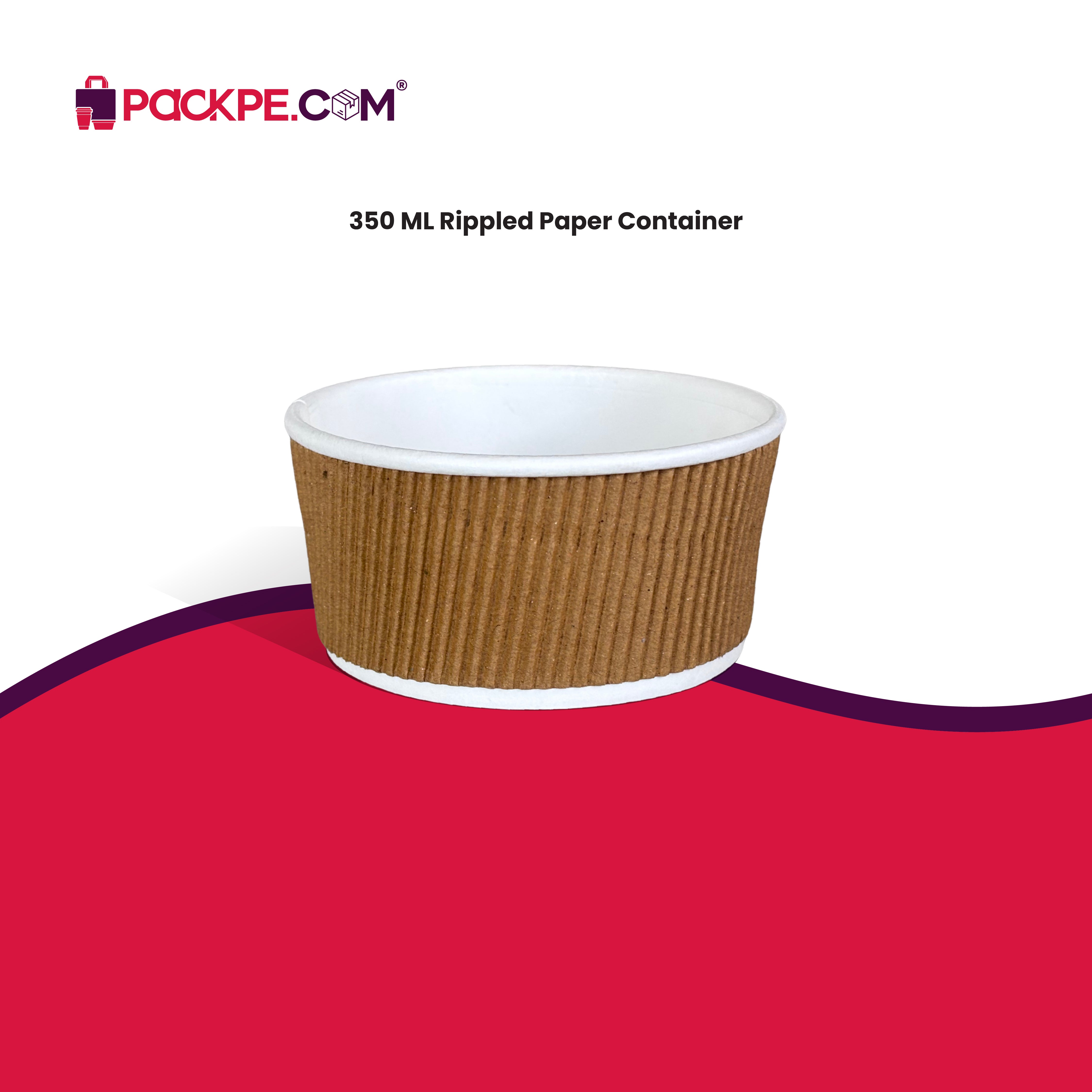 Arrowpack Paper Rippled Container 350 ml – Pack of 1000 - Packpe.Com