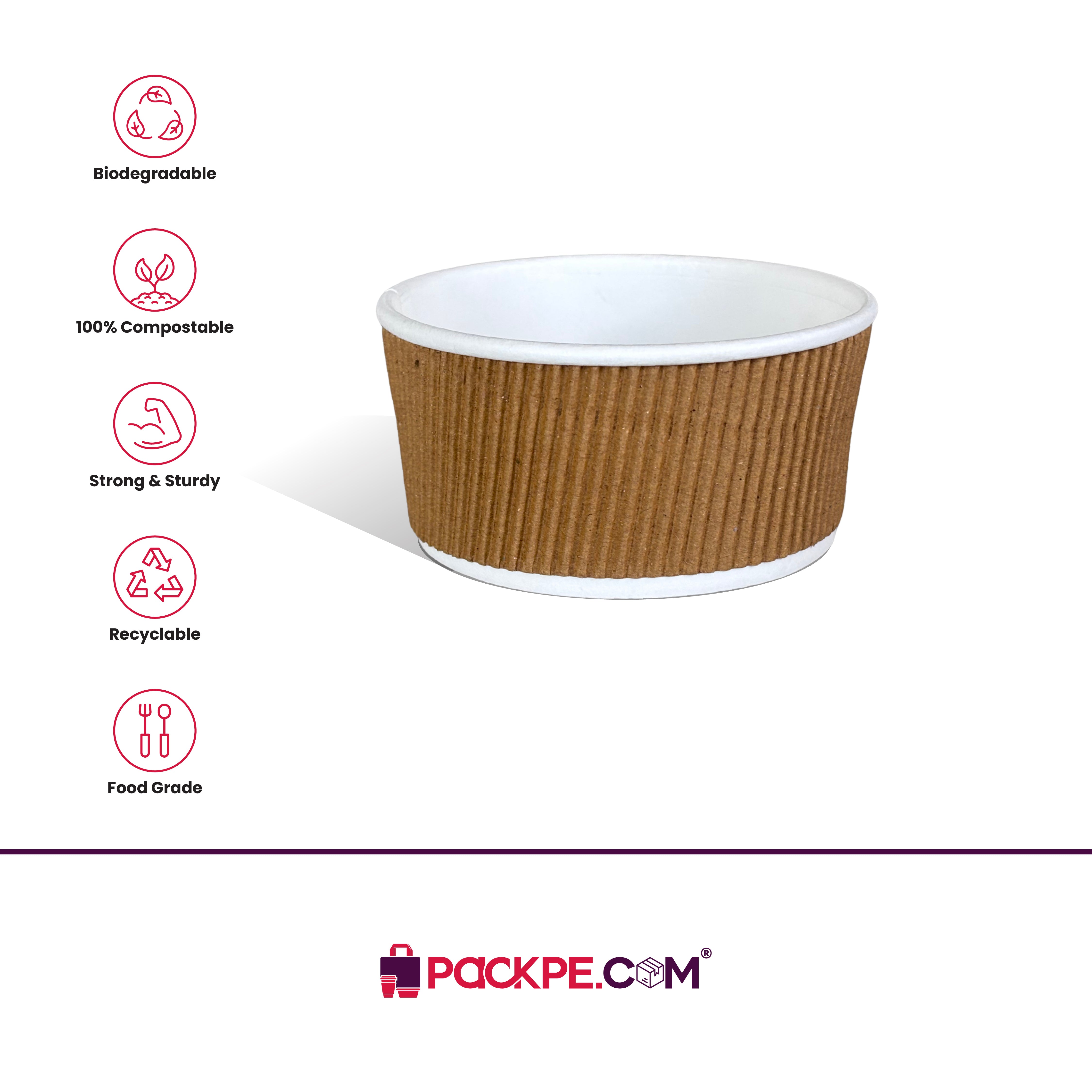 Arrowpack Paper Rippled Container 350 ml – Pack of 1000 - Packpe.Com