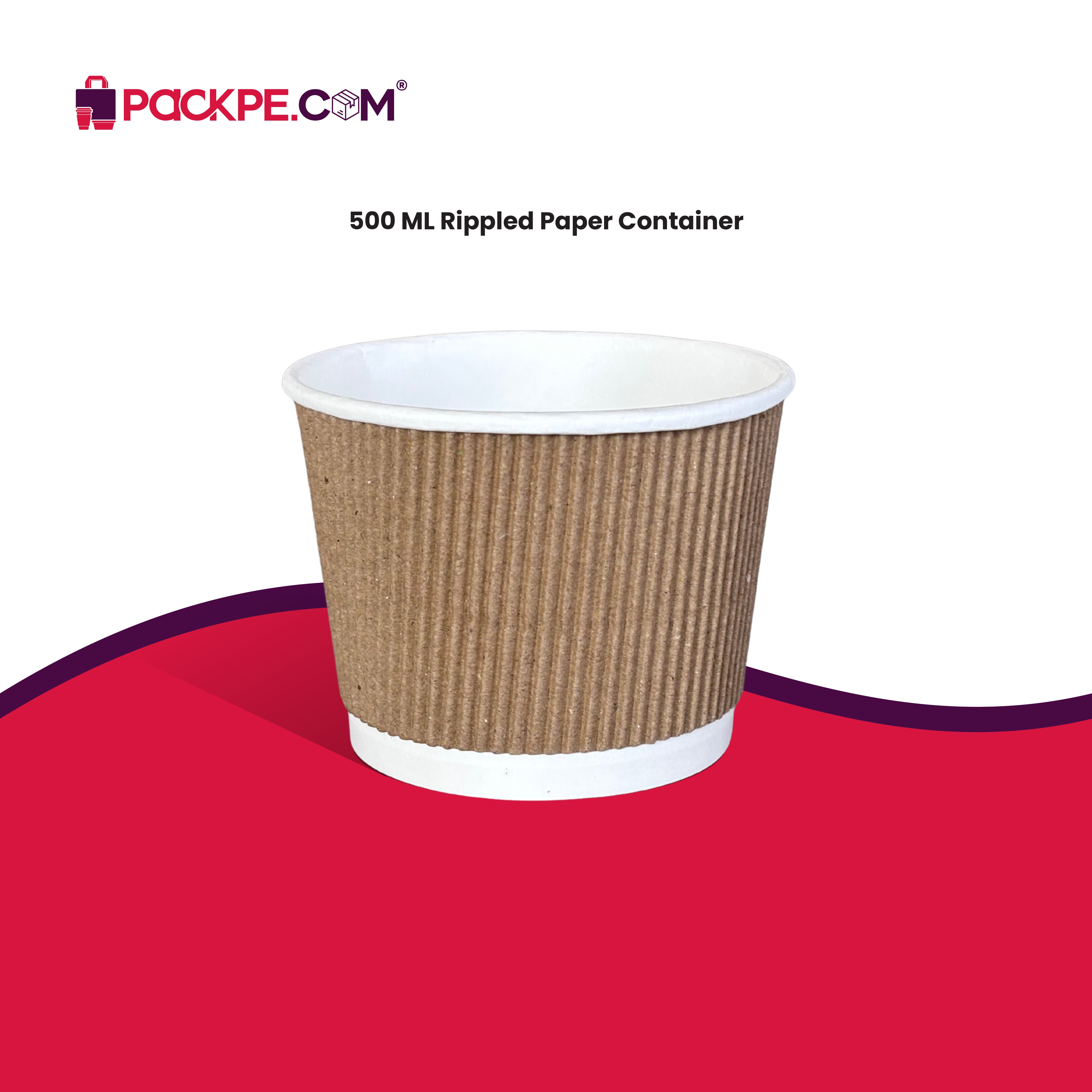 Arrowpack Paper Rippled Container 500 ml – Pack of 1000 - Packpe.Com