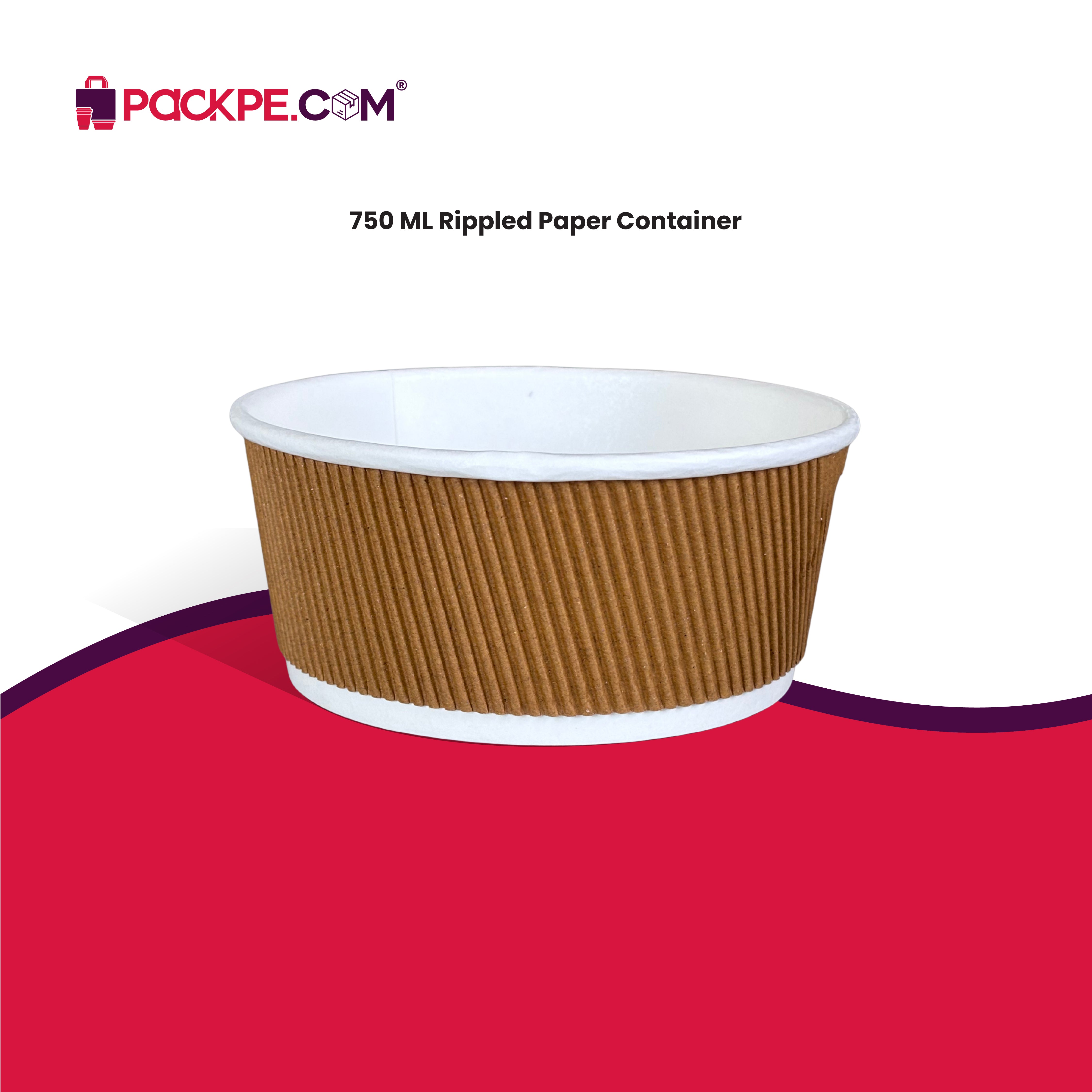 Paper Rippled Container 750 ml - Pack of 1000 - Packpe.Com