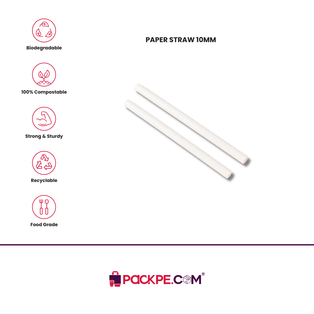 Paper Straw 10 mm - Pack of 6000 - Packpe.Com