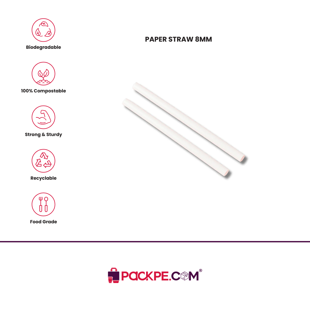 Paper Straw 8 mm - Pack of 10000 - Packpe.Com