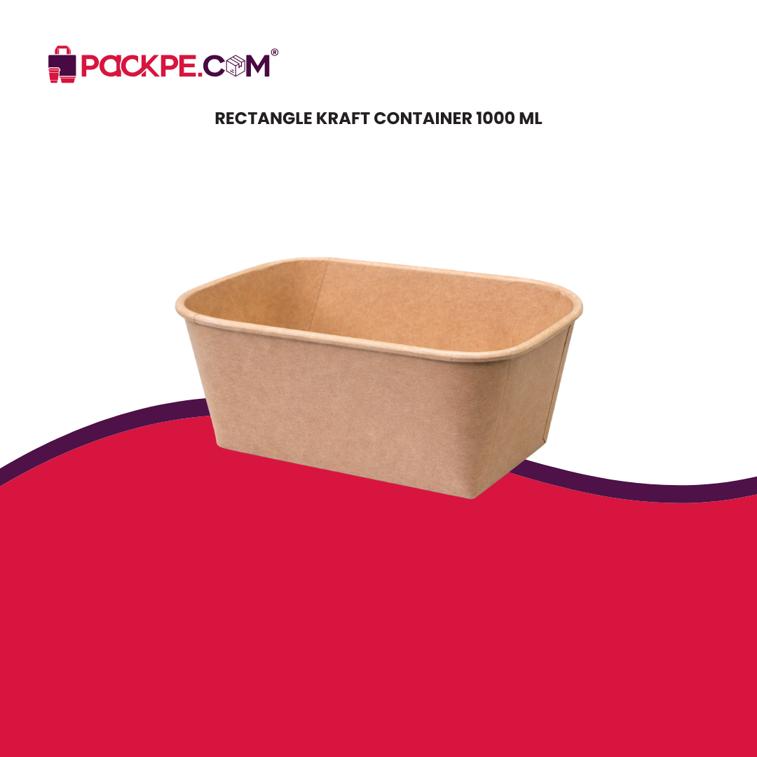 Arrowpack Rectangle Kraft Container 1000 ml – Pack of 1000 - Packpe.Com
