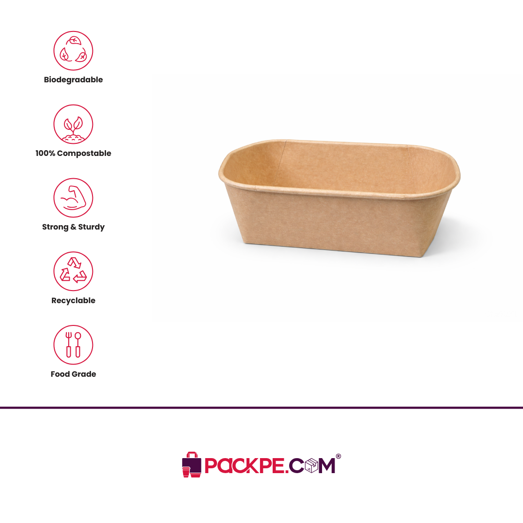Arrowpack Rectangle Kraft Container 500 ml – Pack of 1000 - Packpe.Com