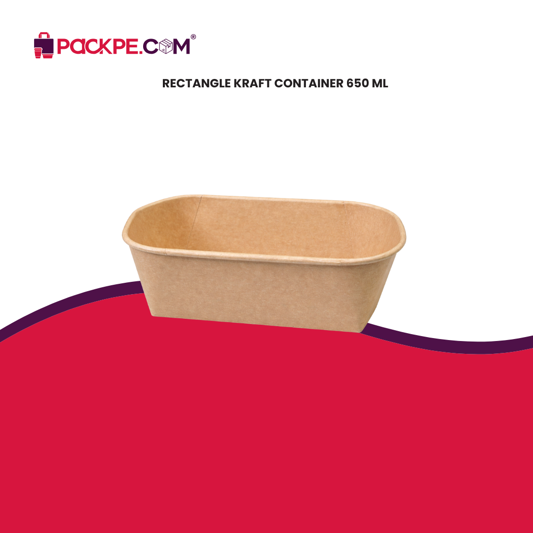 Rectangle Kraft Container 650 ml - Pack of 1000 - Packpe.Com