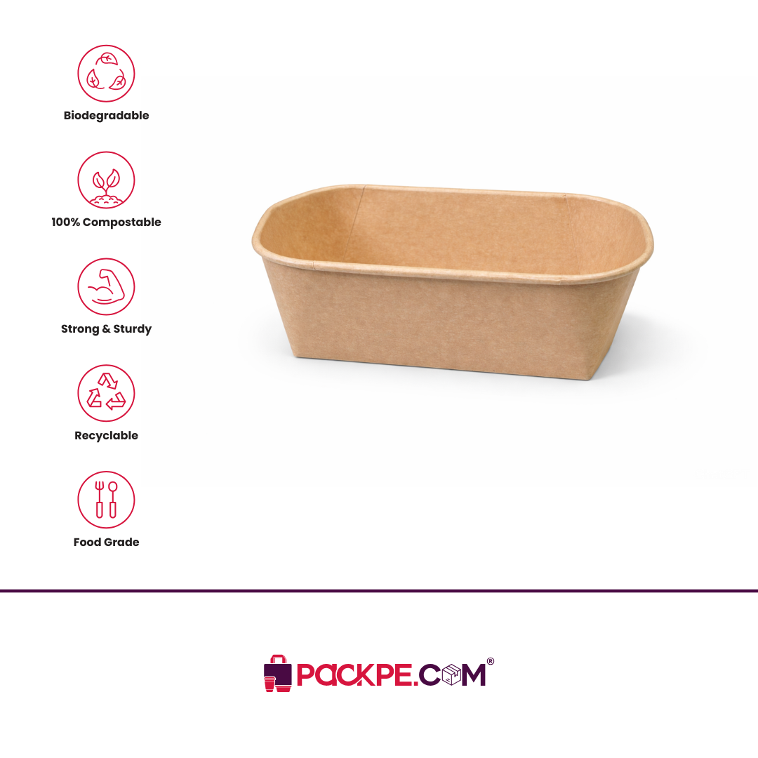 Arrowpack Rectangle Kraft Container 750 ml  – Pack of 1000 - Packpe.Com