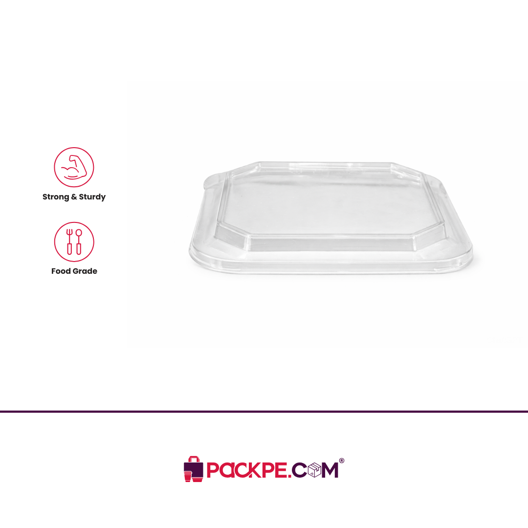 Arrowpack Square Kraft Container PET Lid 1000/1250 ml – Pack of 500 - Packpe.Com