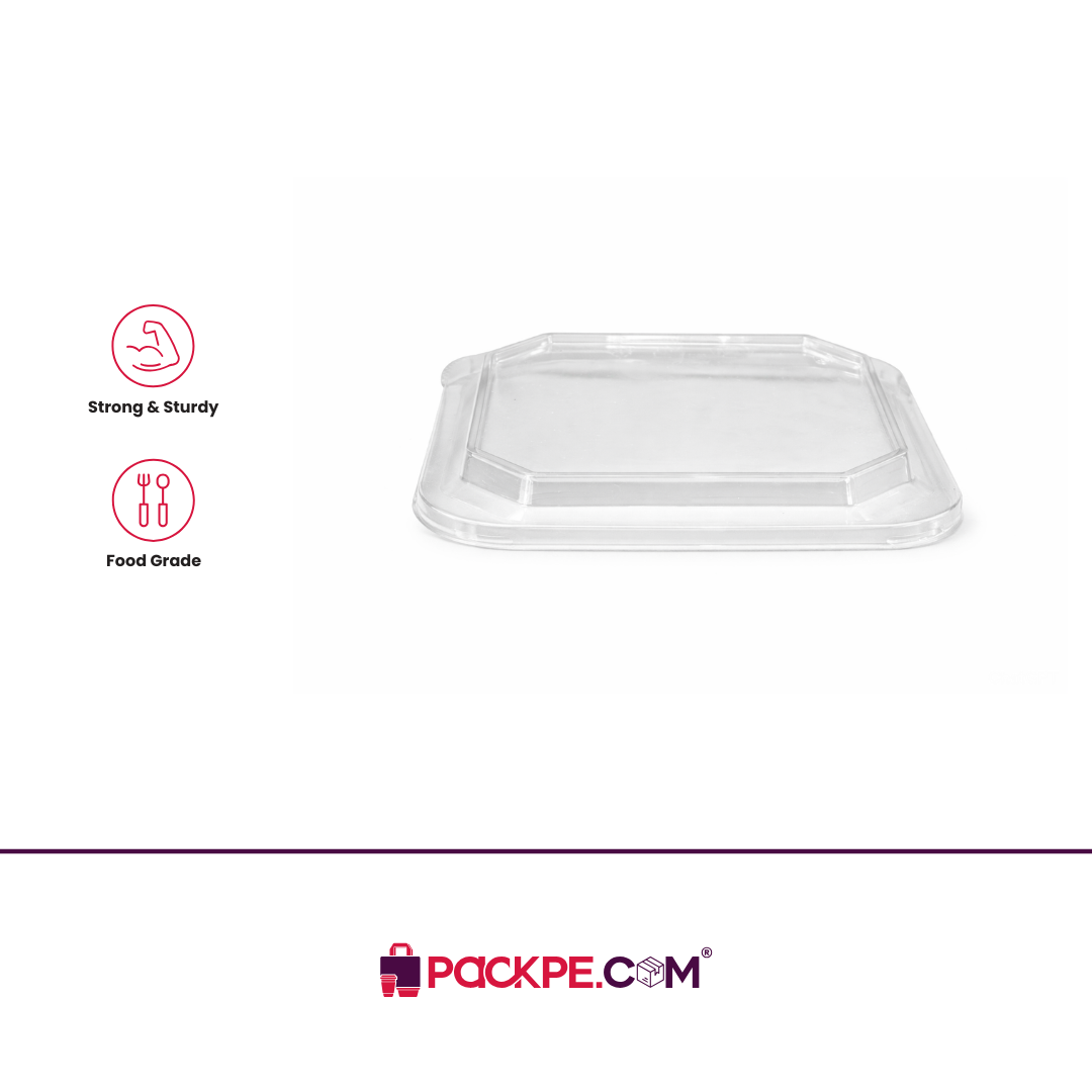 Arrowpack Square Kraft Container PET Lid 500 ml – Pack of 500 - Packpe.Com