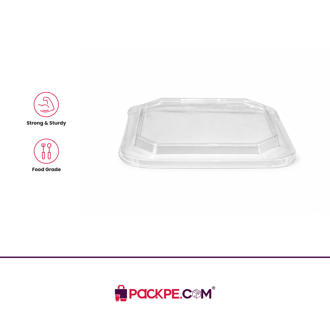 Square Kraft Container PET Lid 750 ml - Pack of 500 - Packpe.Com